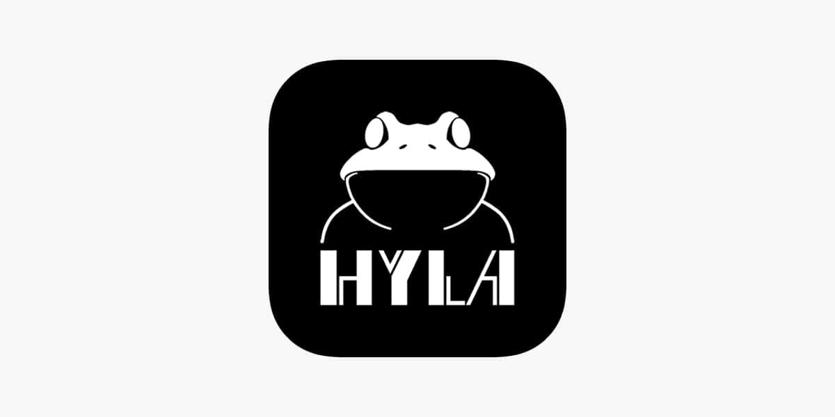 Hyla, black rounded square app icon, white minimalist frog, SD Desktop Wallpaper
