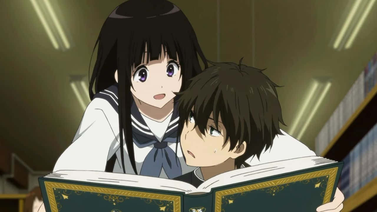 Hyouka, anime students, school uniforms, HD Desktop Wallpaper