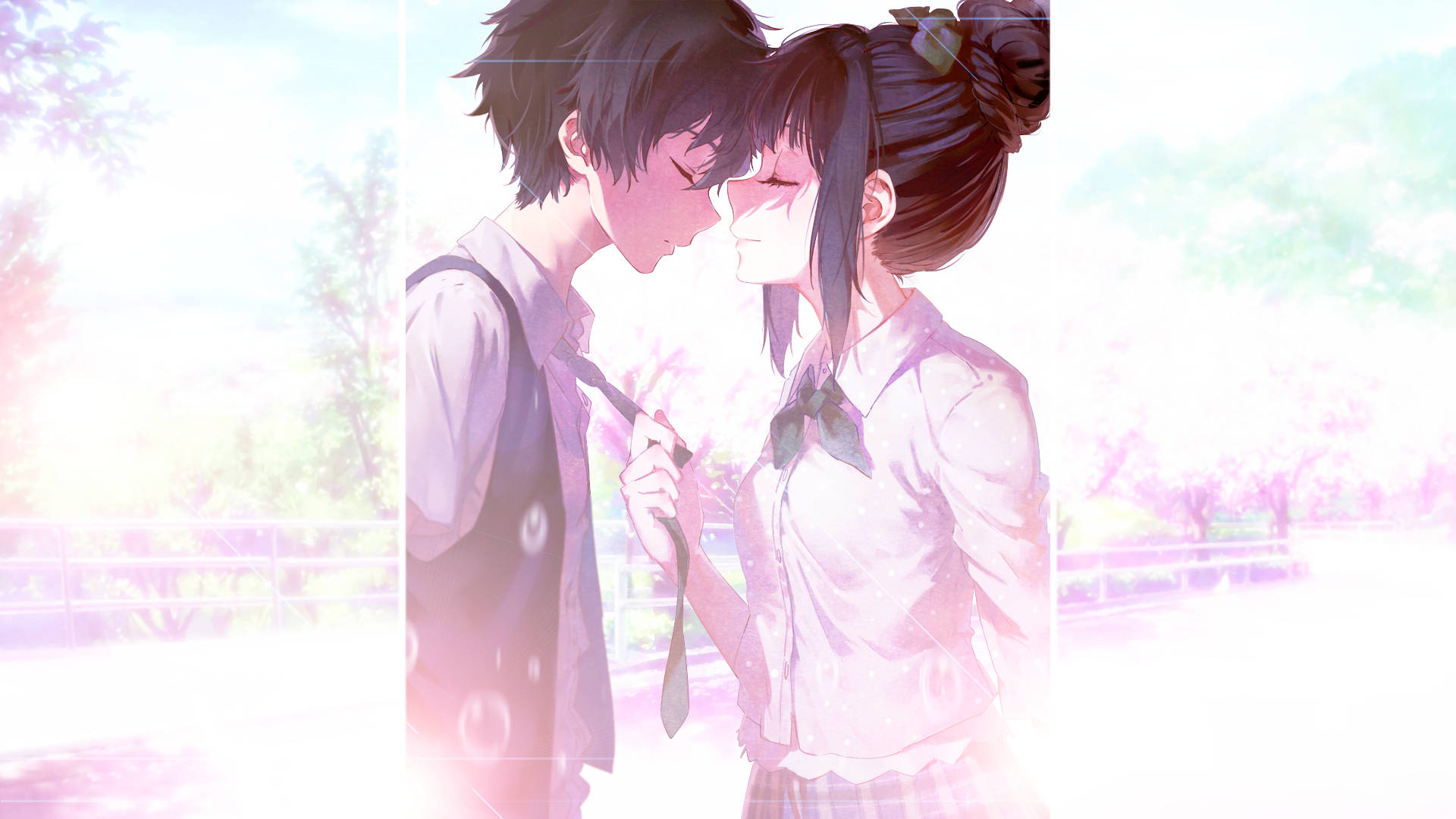Hyouka, casual closeness, school uniforms, Full HD Desktop Wallpaper