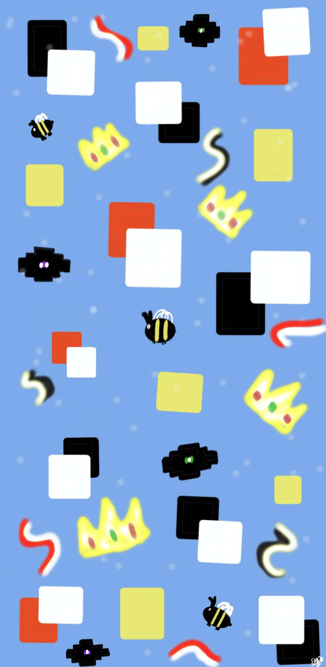 Hype Aesthetic, pixelated bees, geometric shapes, Full HD Phone Wallpaper