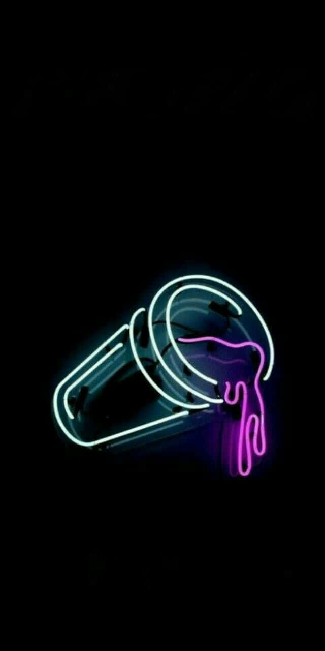 neon sign, tilted cup, purple liquid, HD Phone Wallpaper