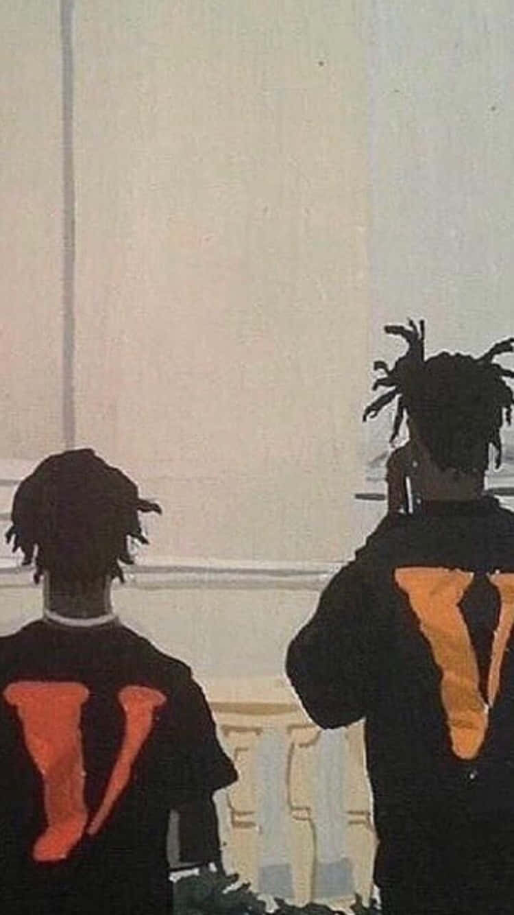 Hype Aesthetic, black jackets, orange V logos, HD Phone Wallpaper