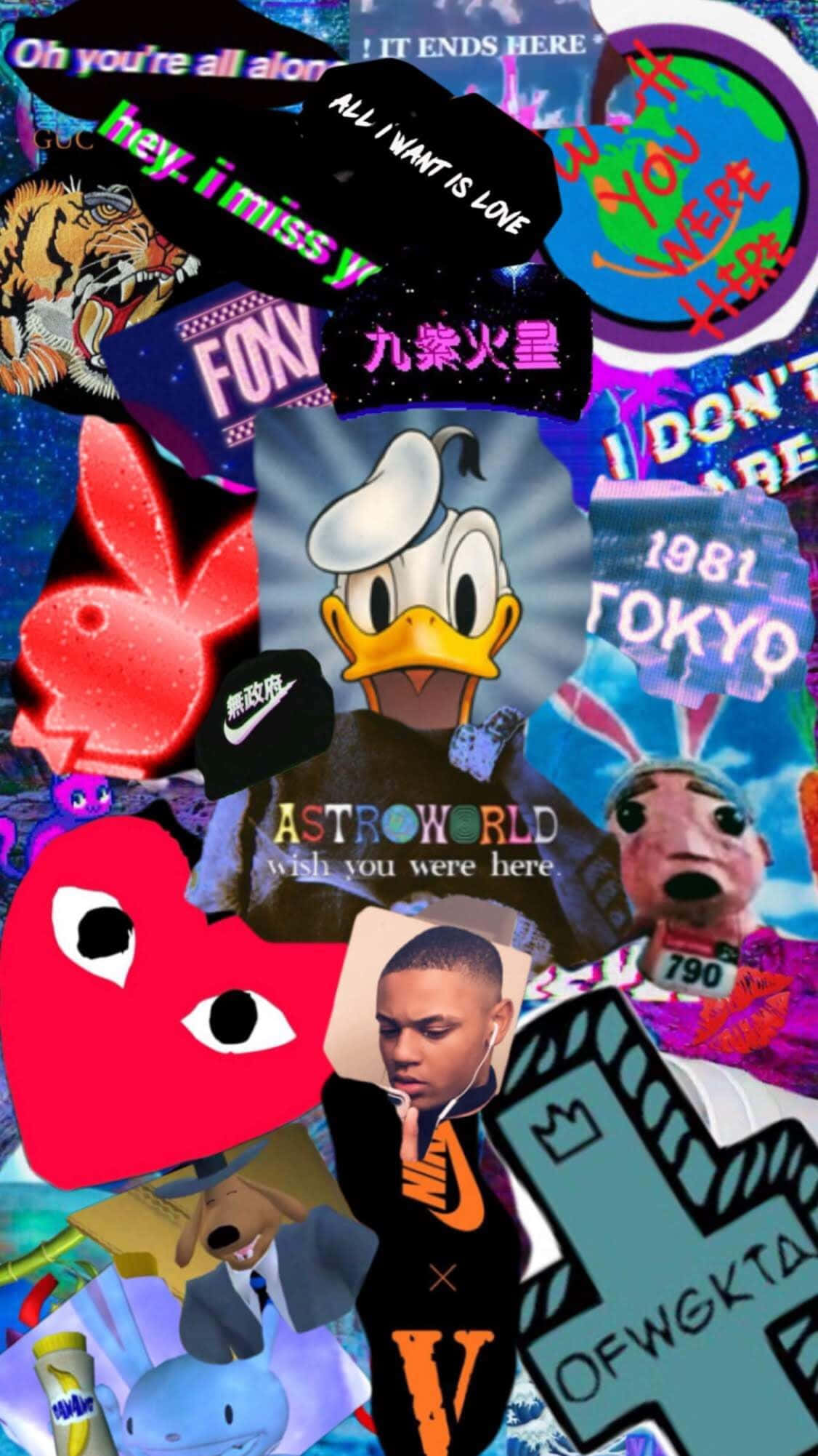 Hype Aesthetic, neon colors, pop culture icons, Full HD Phone Wallpaper