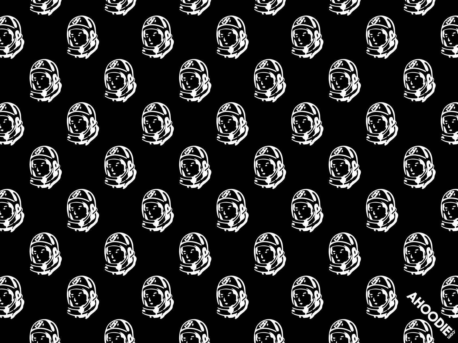 white astronaut helmet icons, black background, AHOOOIE watermark, HD Desktop Wallpaper