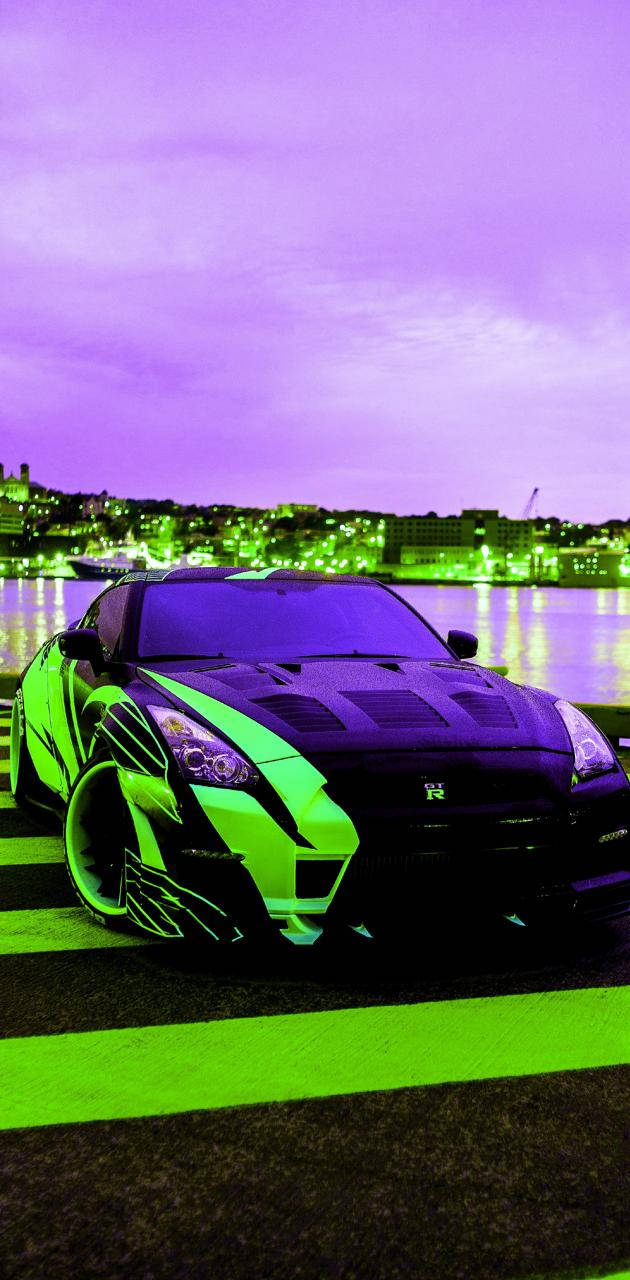 neon green, black, glowing track, HD Phone Wallpaper