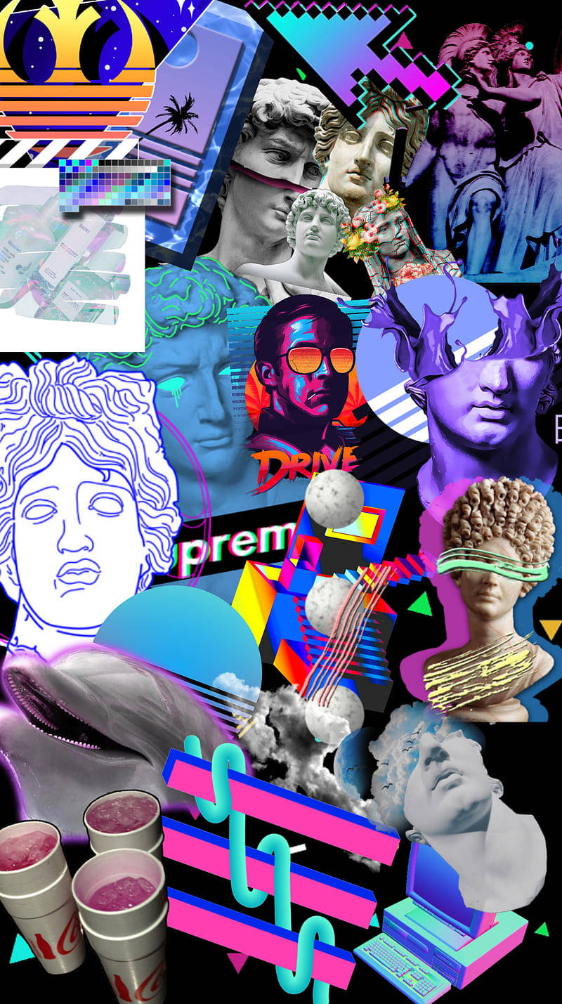 psychedelic hype, retro-futuristic, neon geometric shapes, HD Phone Wallpaper