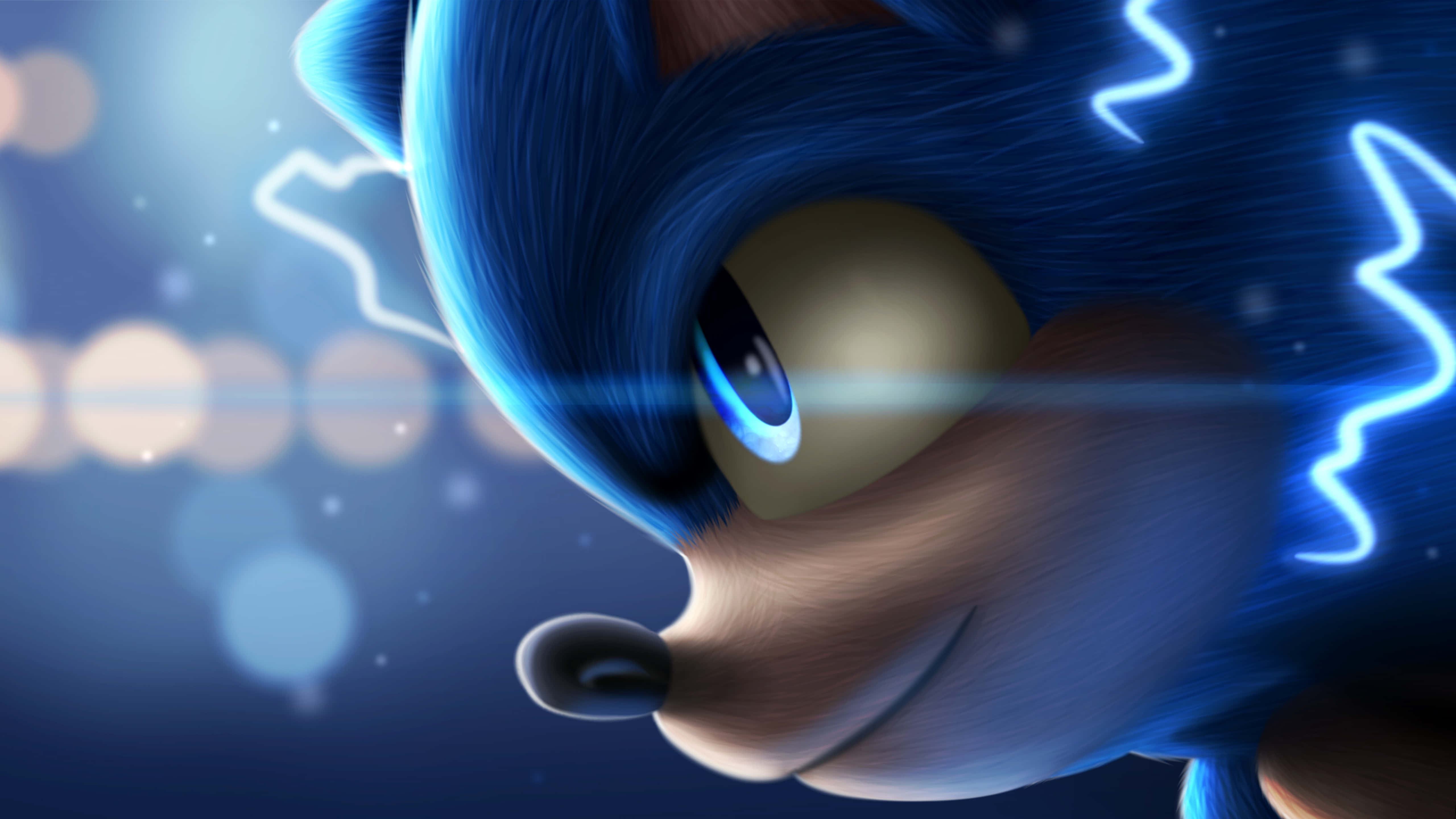 Sonic, blue hedgehog, glowing eyes, 5K Desktop Wallpaper
