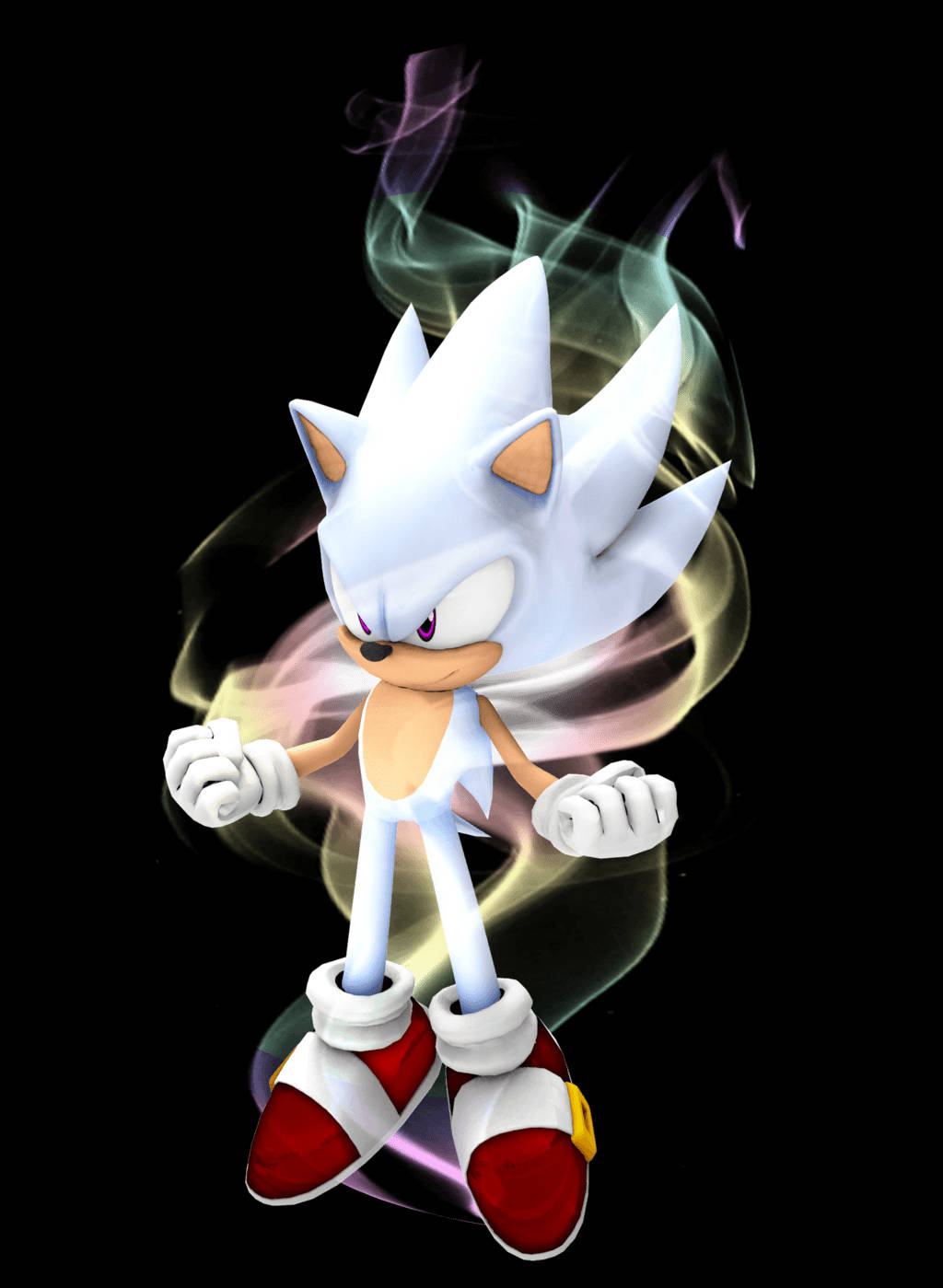 Silver Sonic, black background, swirling colorful energy trails, HD Phone Wallpaper