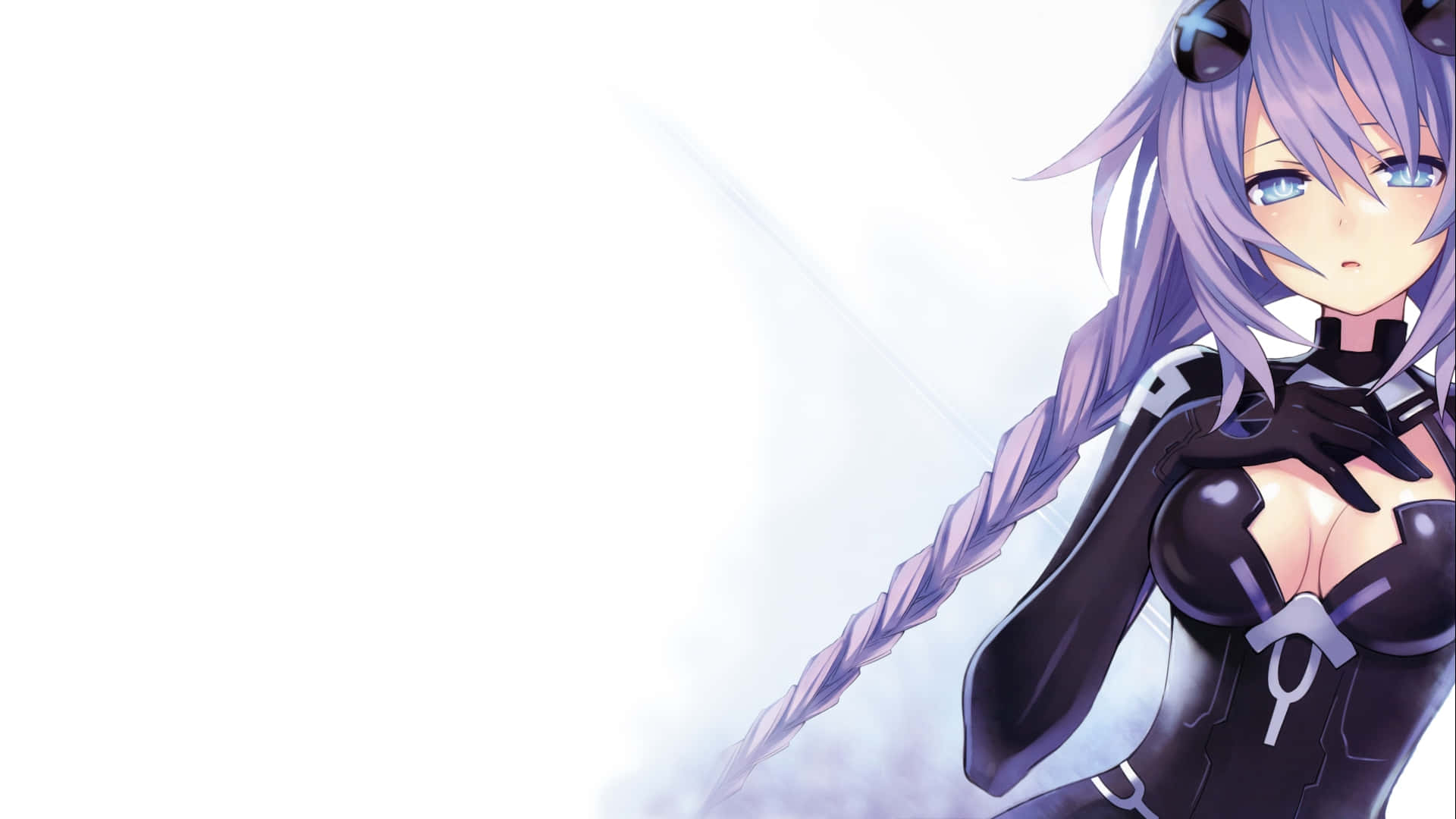 Hyperdimension Neptunia, purple-haired anime girl, black futuristic outfit, Full HD Desktop Wallpaper