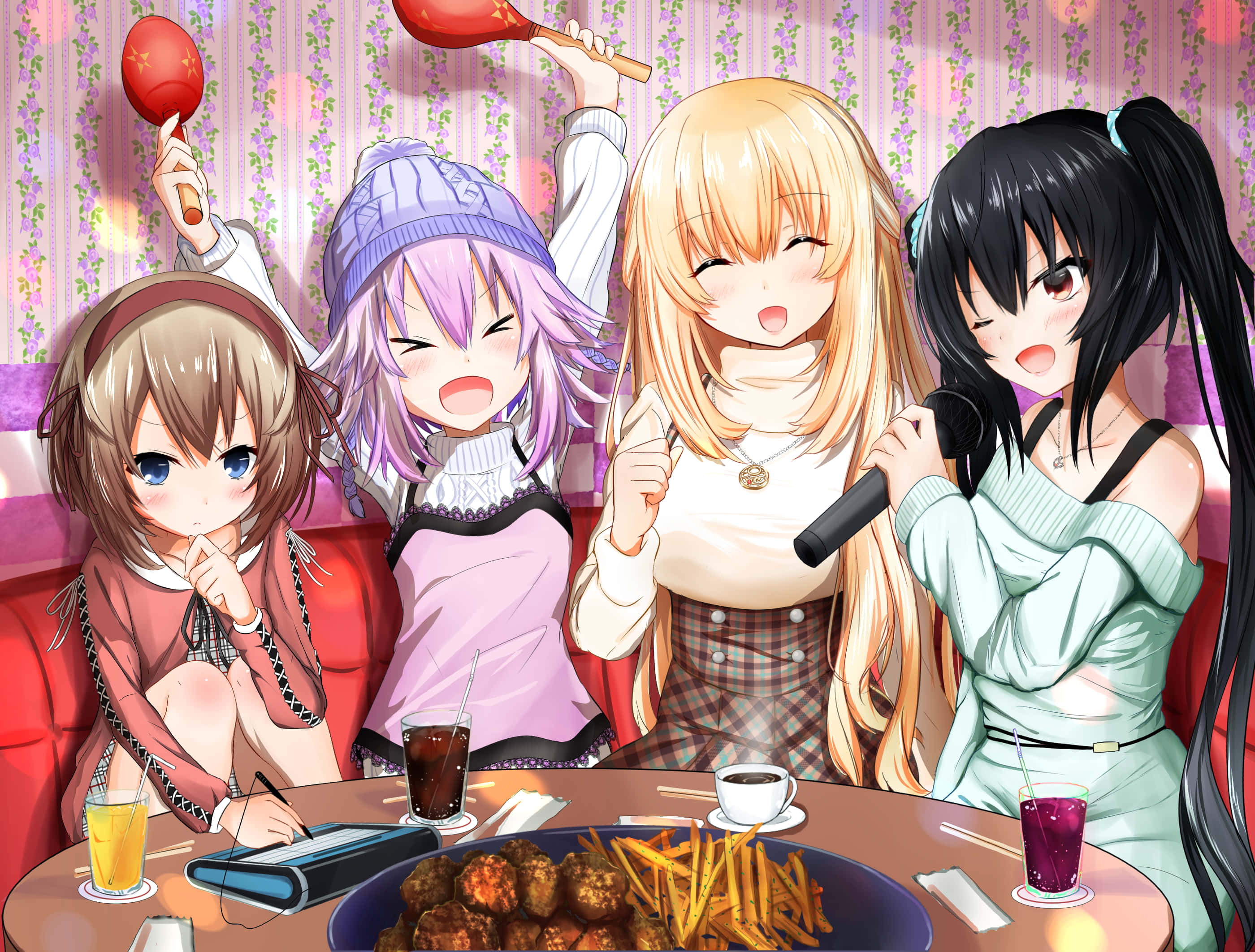 Hyperdimension Neptunia, Red and Purple, anime girls, 2K Desktop Wallpaper