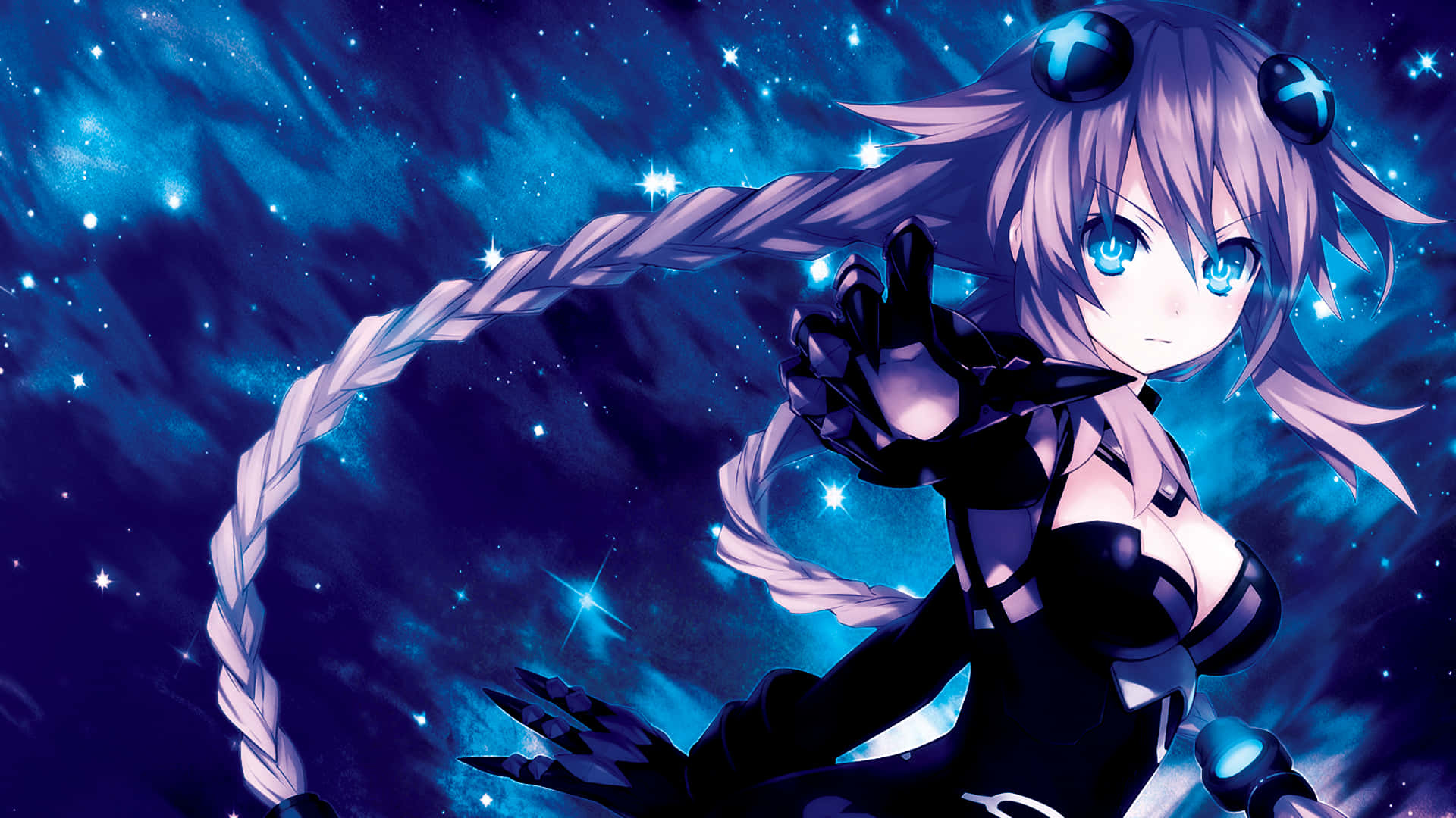 Hyperdimension Neptunia, anime girl, black and blue, Full HD Desktop Wallpaper