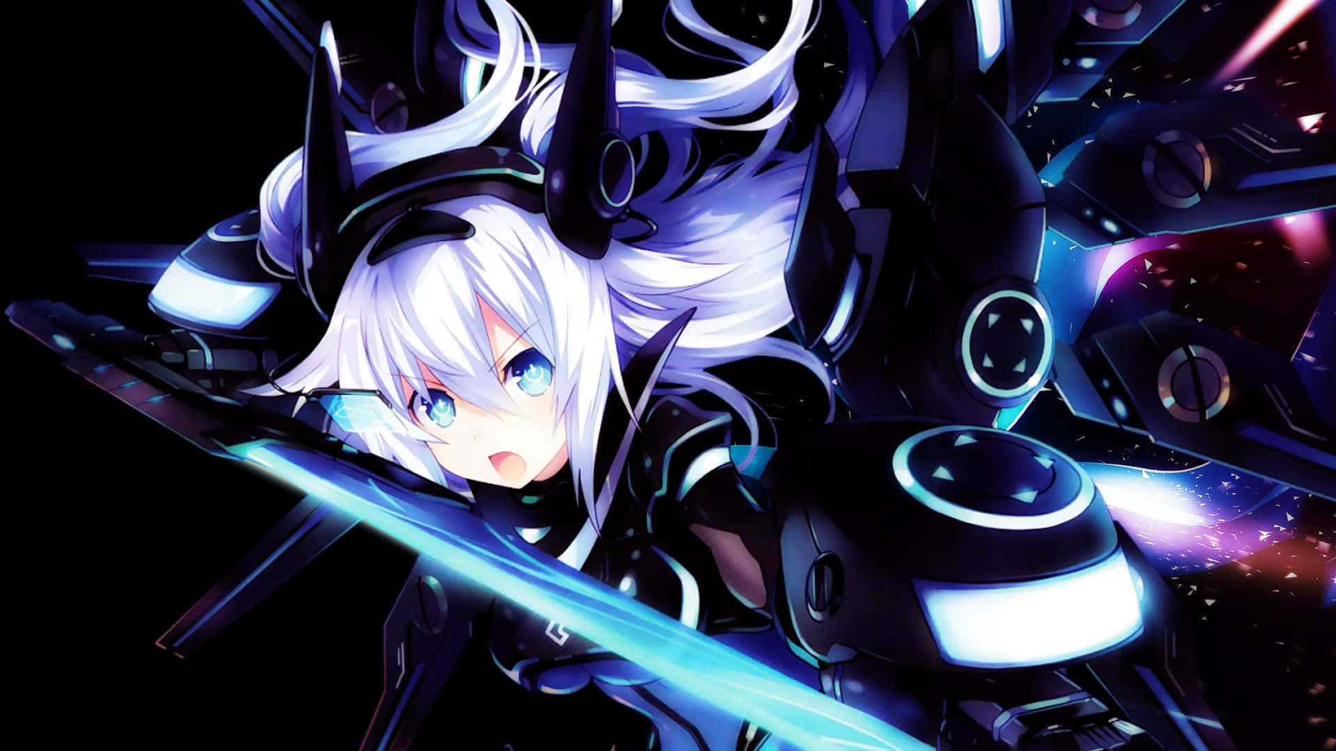 Hyperdimension Neptunia, white-haired anime girl, blue eyes, Full HD Desktop Wallpaper
