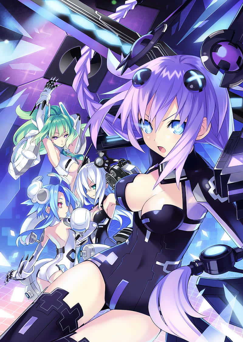 Hyperdimension Neptunia, anime girls, futuristic armor, SD Phone Wallpaper