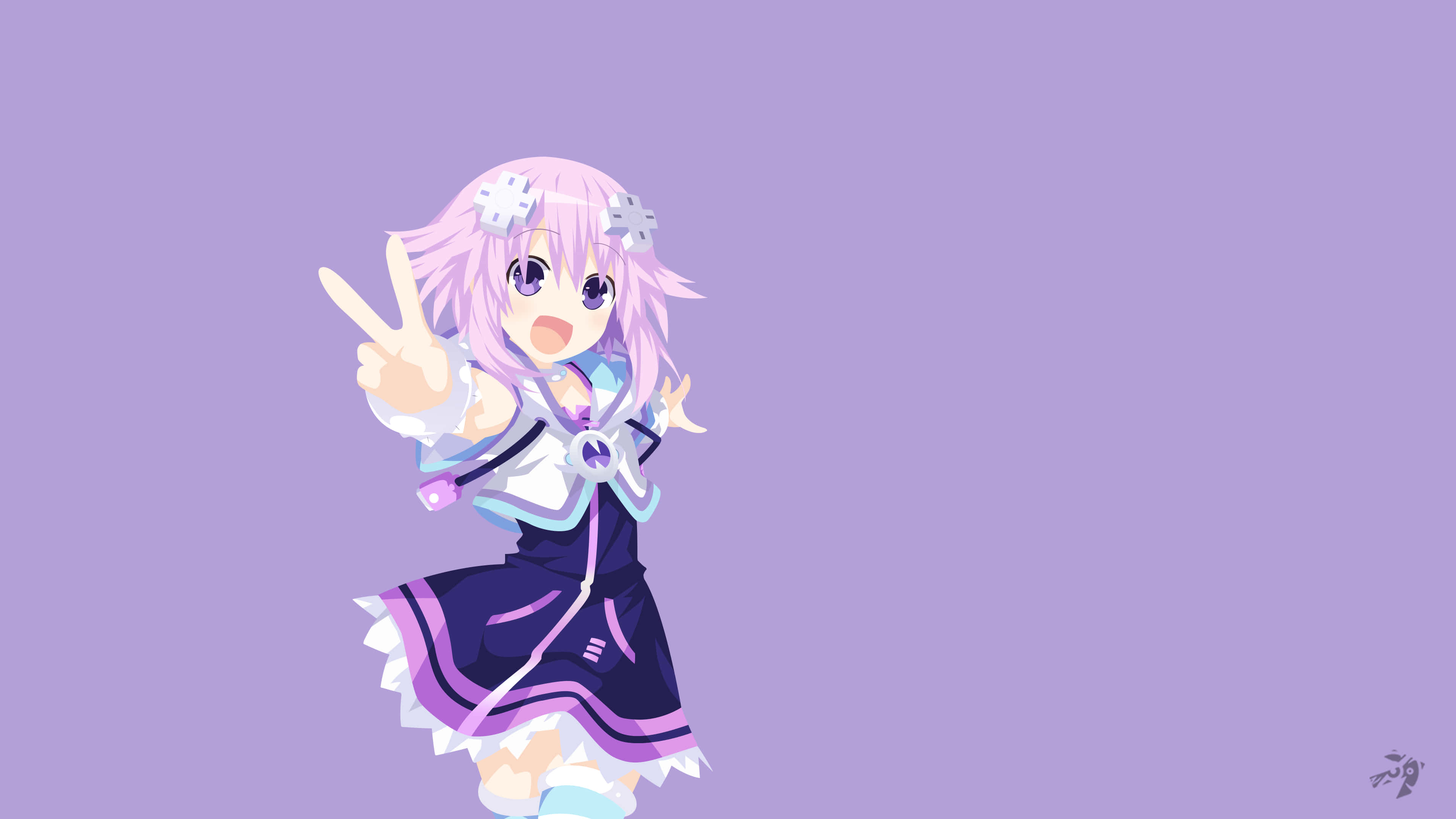 Hyperdimension Neptunia, pink hair, purple eyes, 4K Desktop Wallpaper