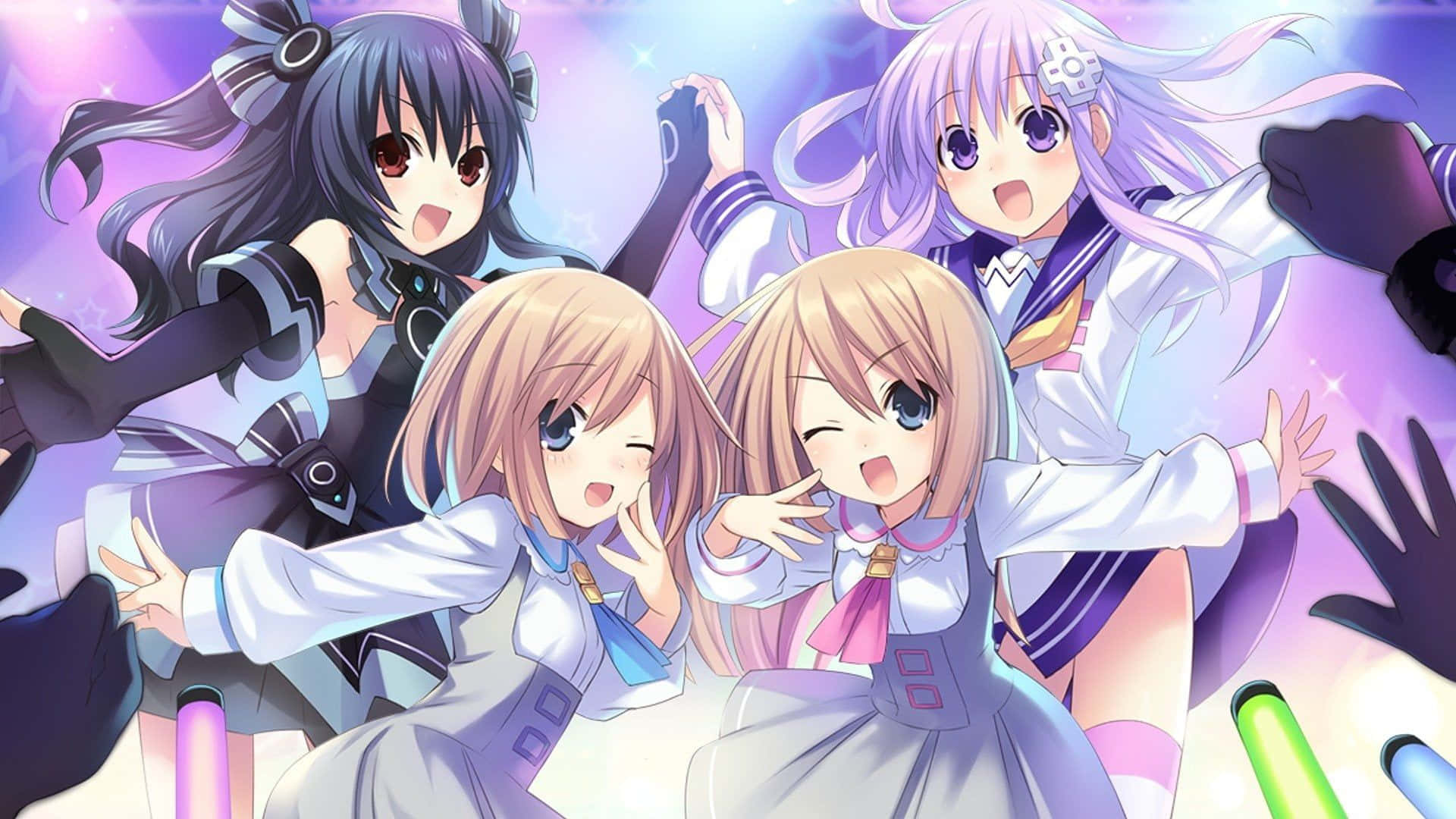Hyperdimension Neptunia, anime girls, school uniforms, Full HD Desktop Wallpaper