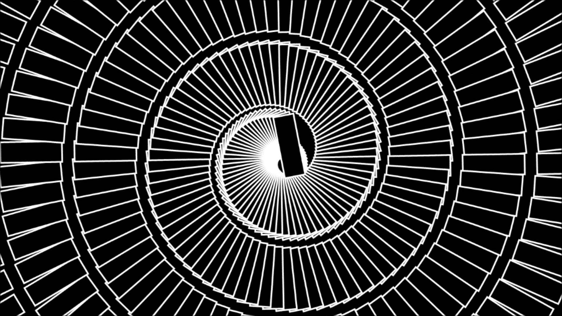 Hypnosis, stepped spiral pattern, black and white radial pattern, Full HD Desktop Wallpaper