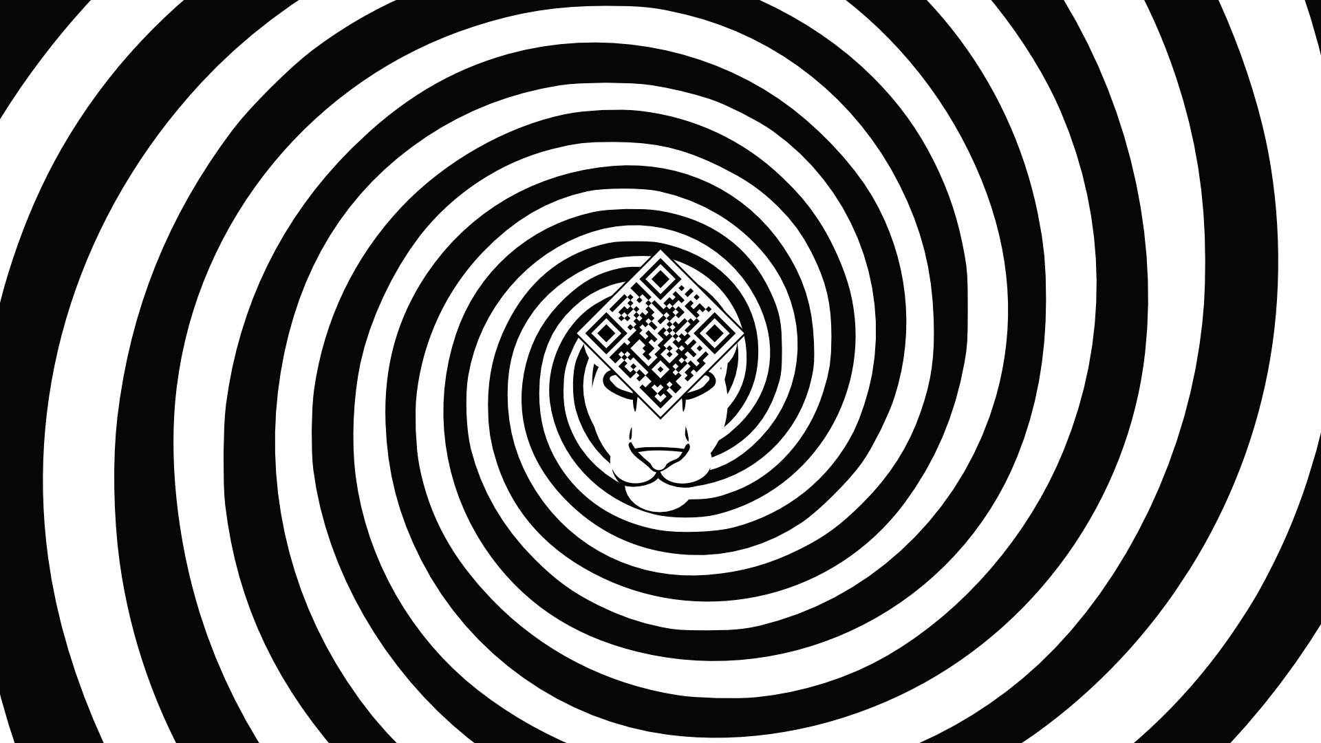 hypnosis swirl, black and white spiral, lion head, Full HD Desktop Wallpaper