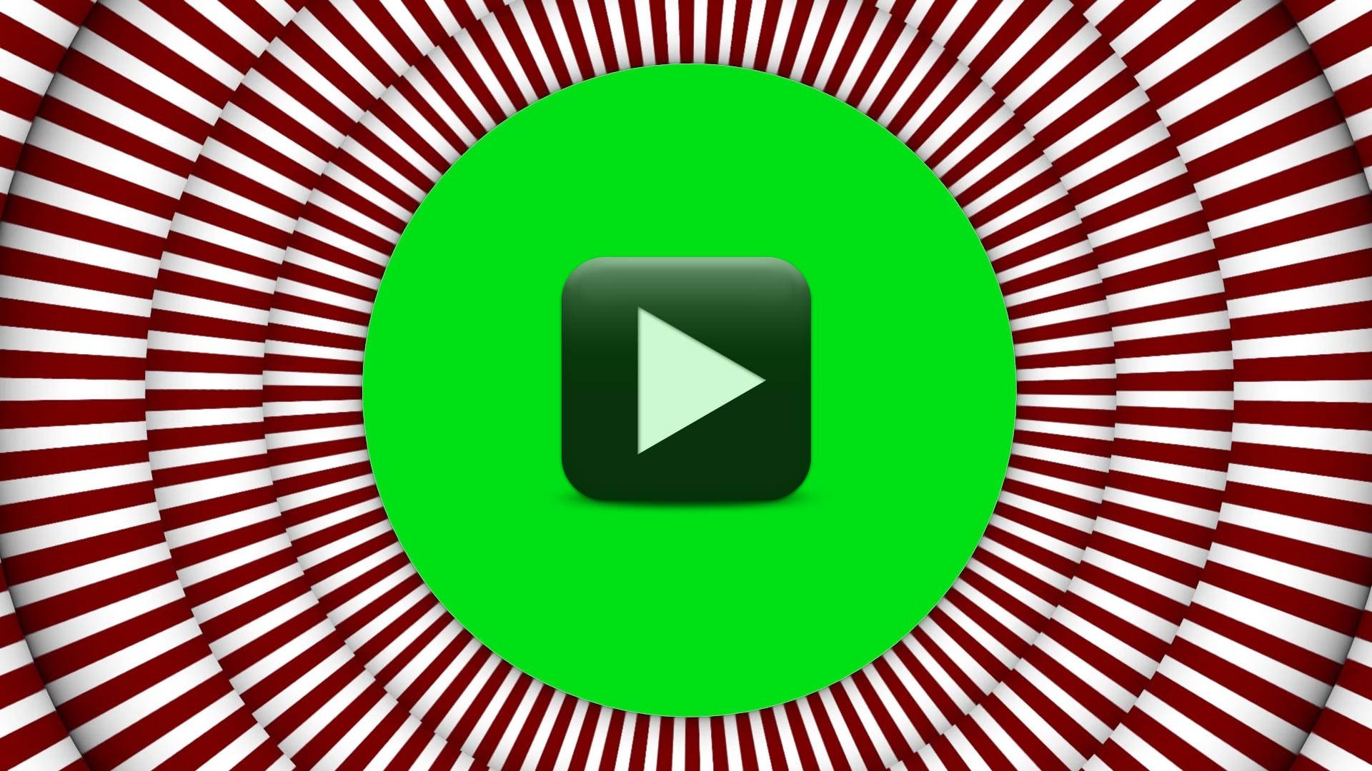 green play button, hypnosis pattern, red and white radial striped background, Full HD Desktop Wallpaper