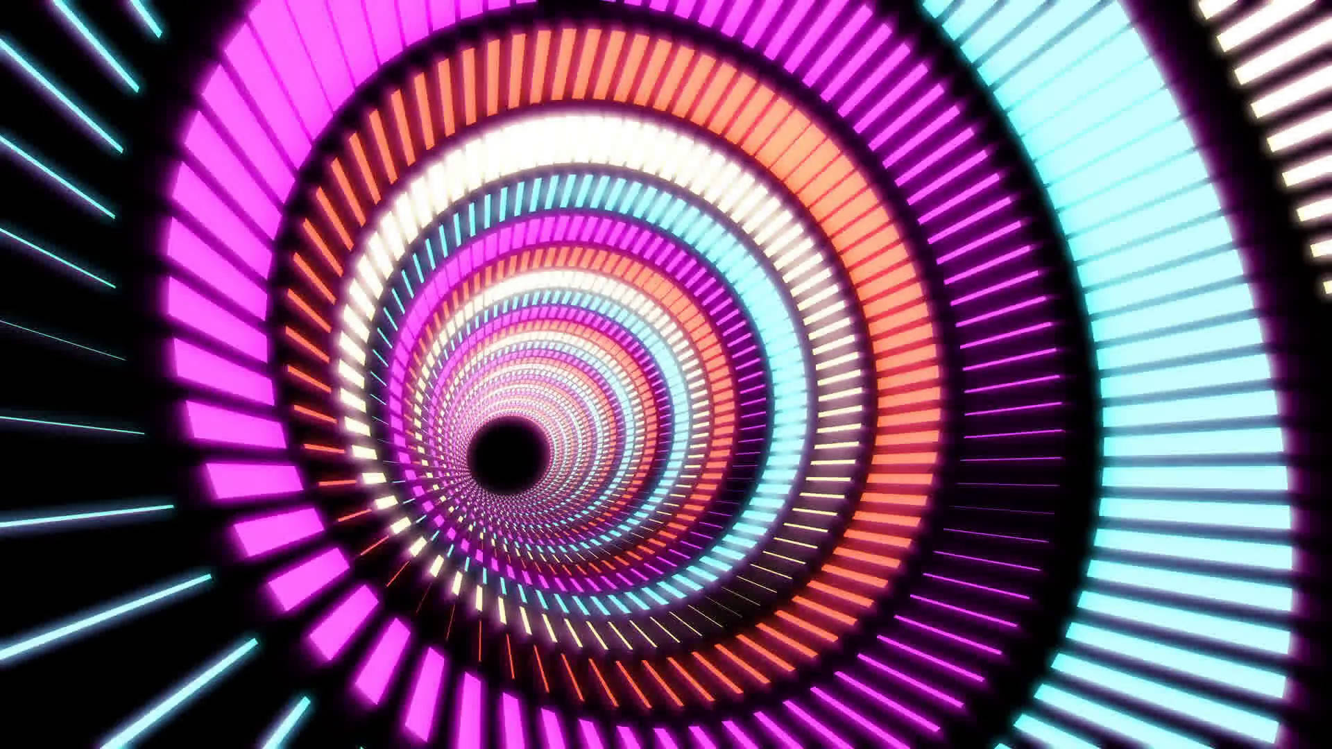 colorful hypnosis pattern tunnel, glowing neon stripes, pink, Full HD Desktop Wallpaper