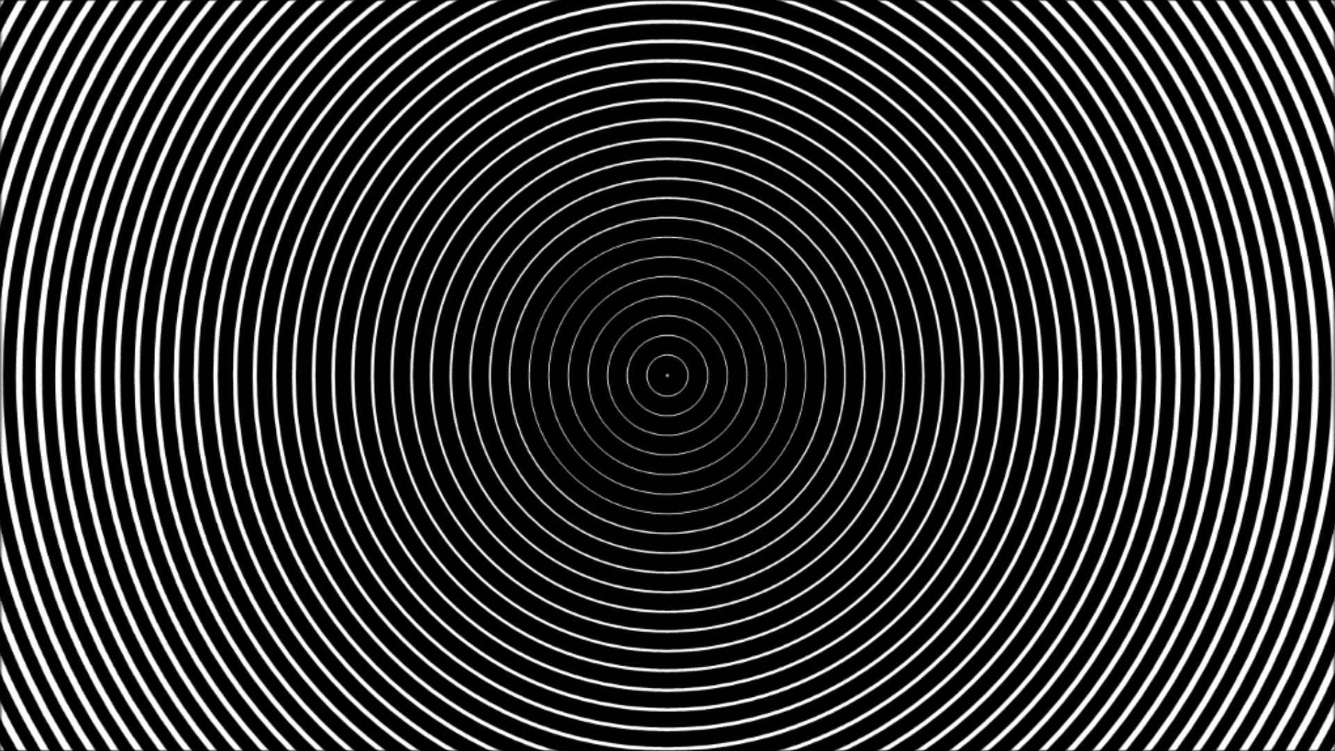 concentric circles, white circles, black background, Full HD Desktop Wallpaper