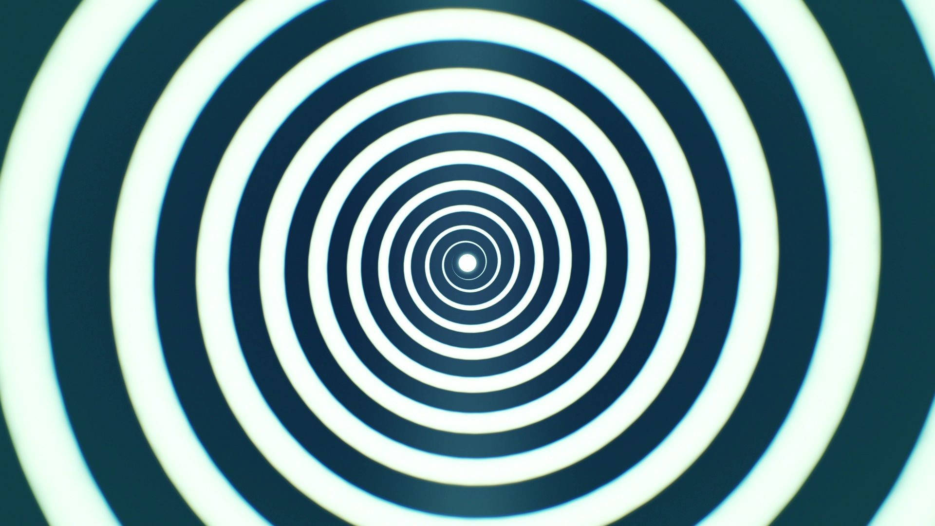 hypnosis spiral pattern, concentric white and dark blue circles, glowing edges, Full HD Desktop Wallpaper