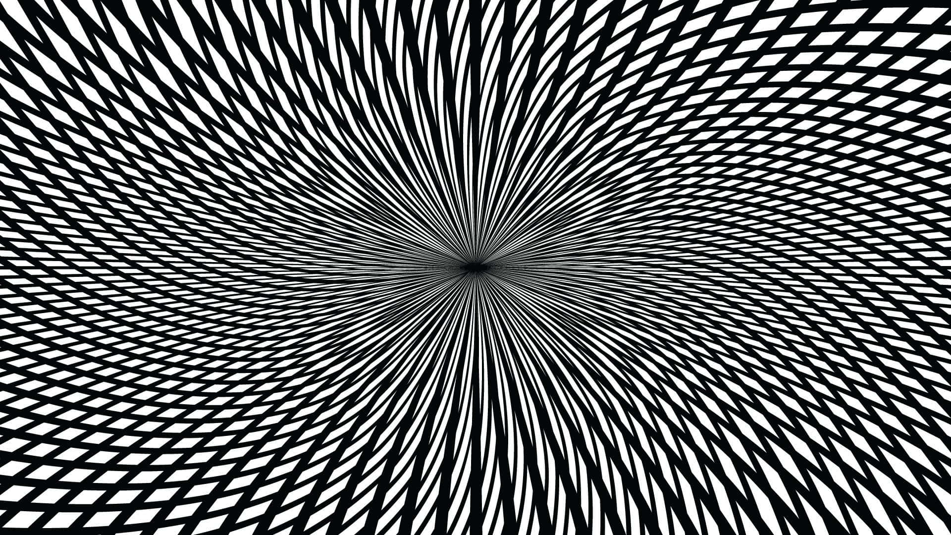 black and white radial pattern, tunnel illusion, converging lines, Full HD Desktop Wallpaper
