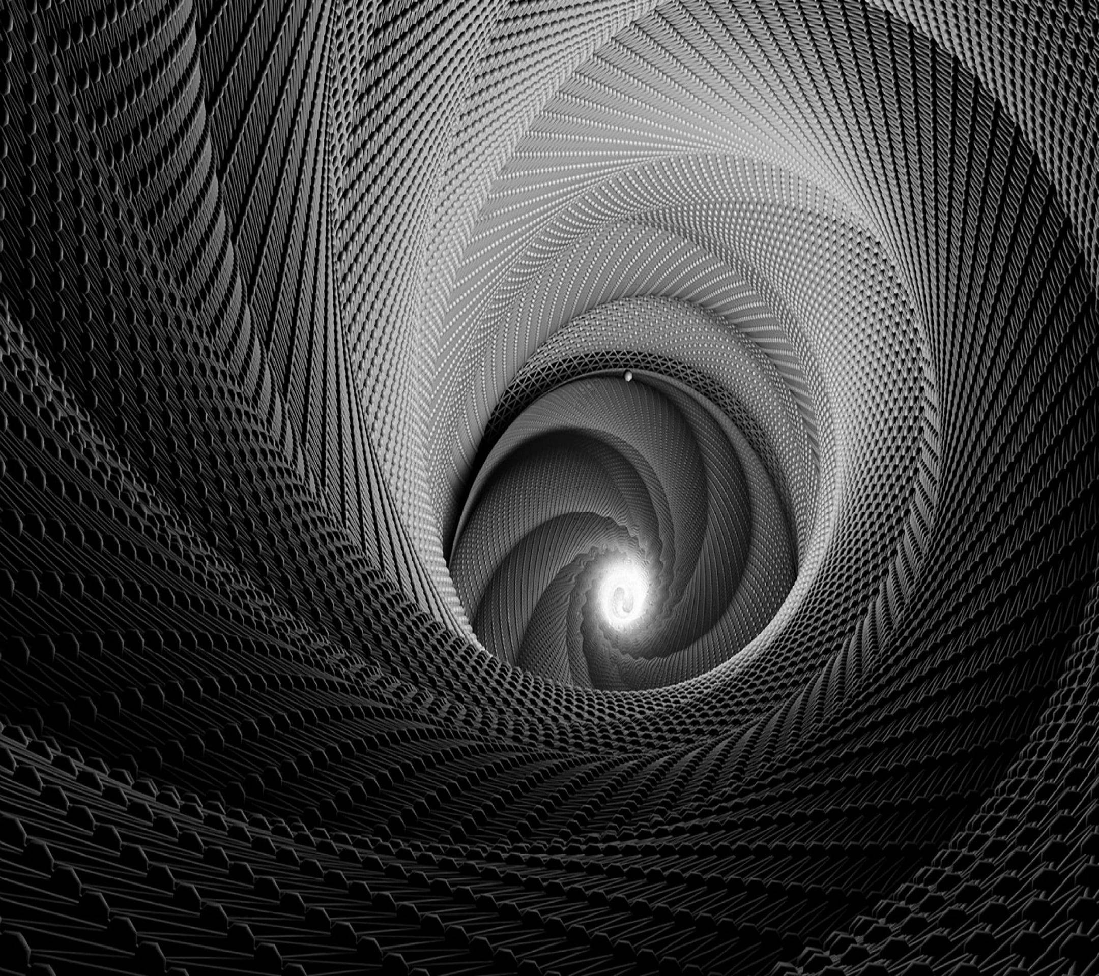 Hypnosis, black and white tunnel, spiral tunnel, Full HD Desktop Wallpaper