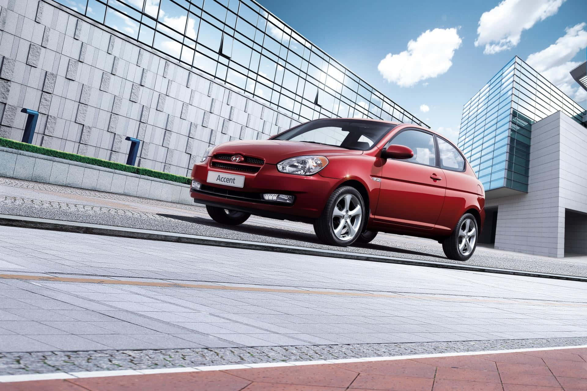 Hyundai Accent, red, hatchback, Full HD Desktop Wallpaper