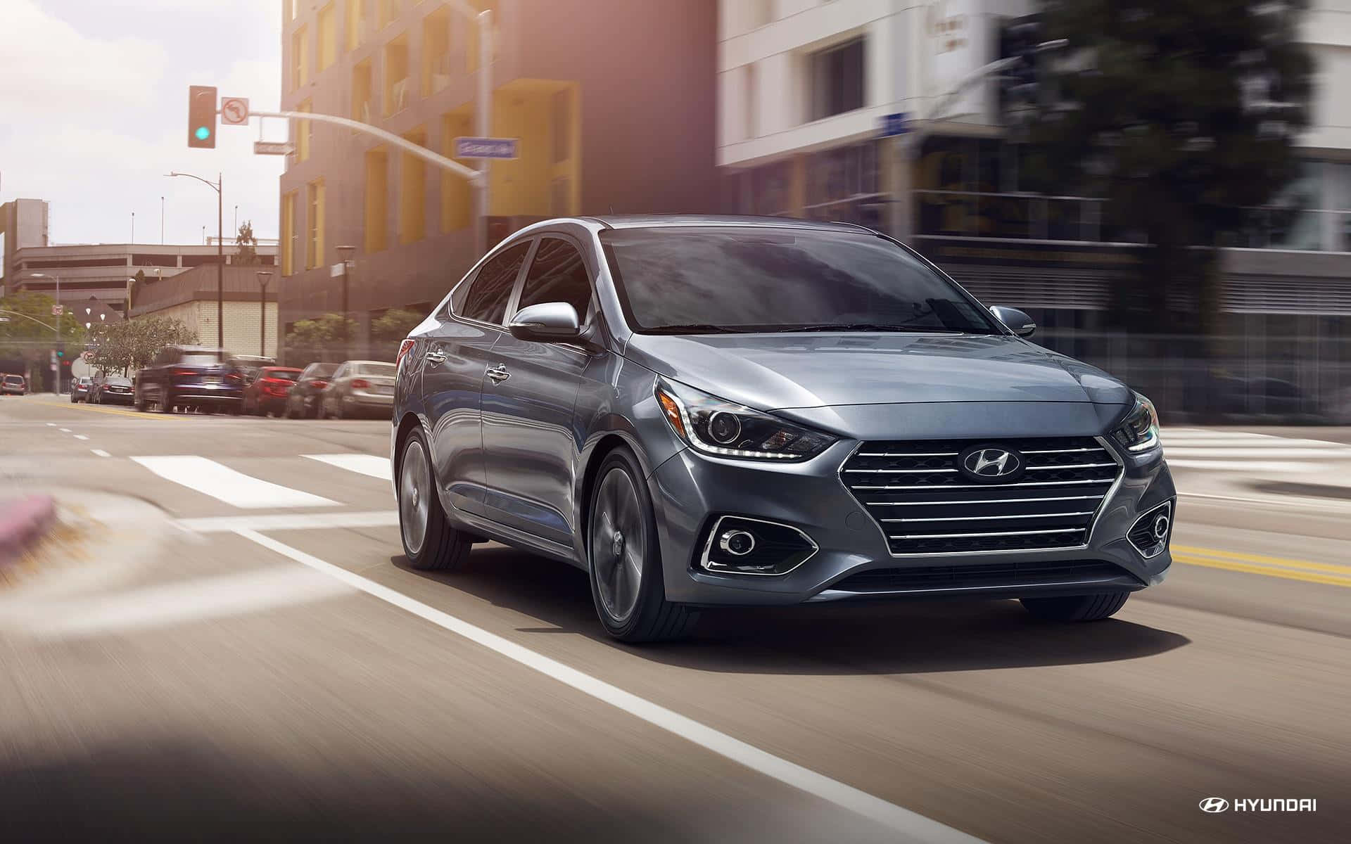 Hyundai Accent, silver, urban street, Full HD Desktop Wallpaper