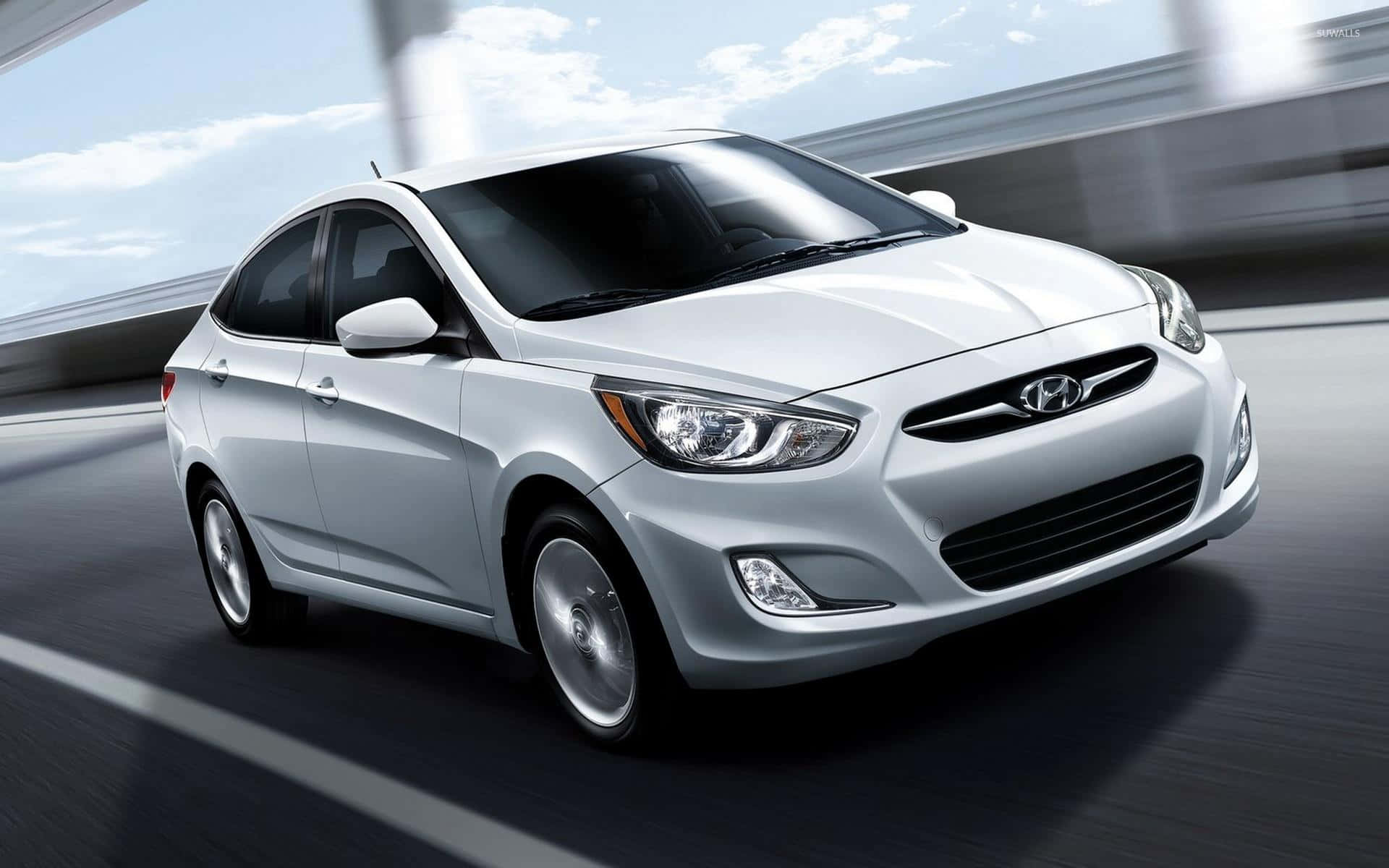 Hyundai Accent, silver, highway, Full HD Desktop Wallpaper