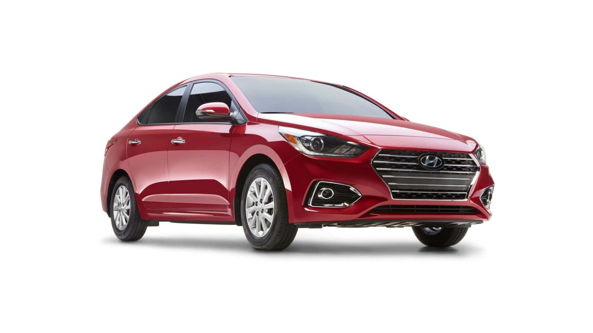 Hyundai Accent, glossy red, three-quarter view, Full HD Desktop Wallpaper