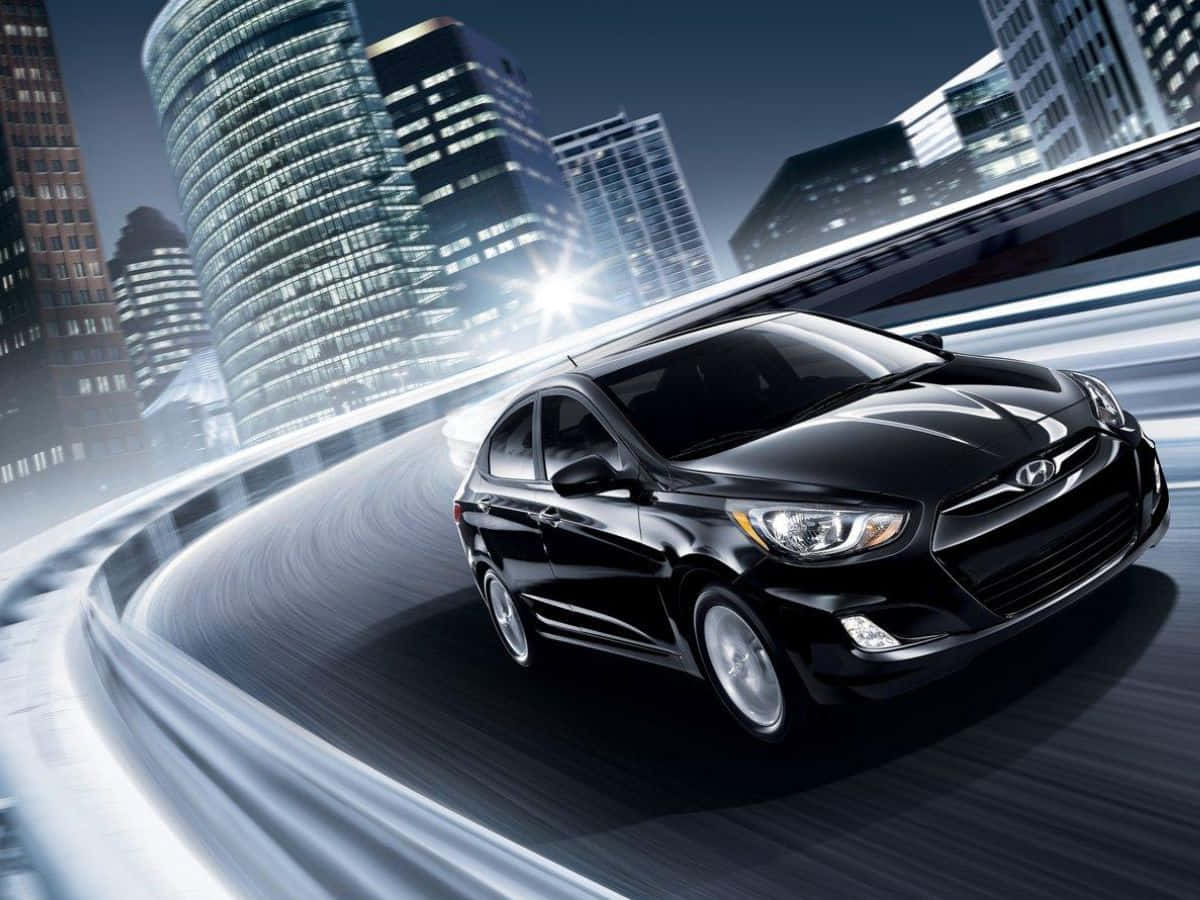 Hyundai Accent, black, sedan, SD Desktop Wallpaper