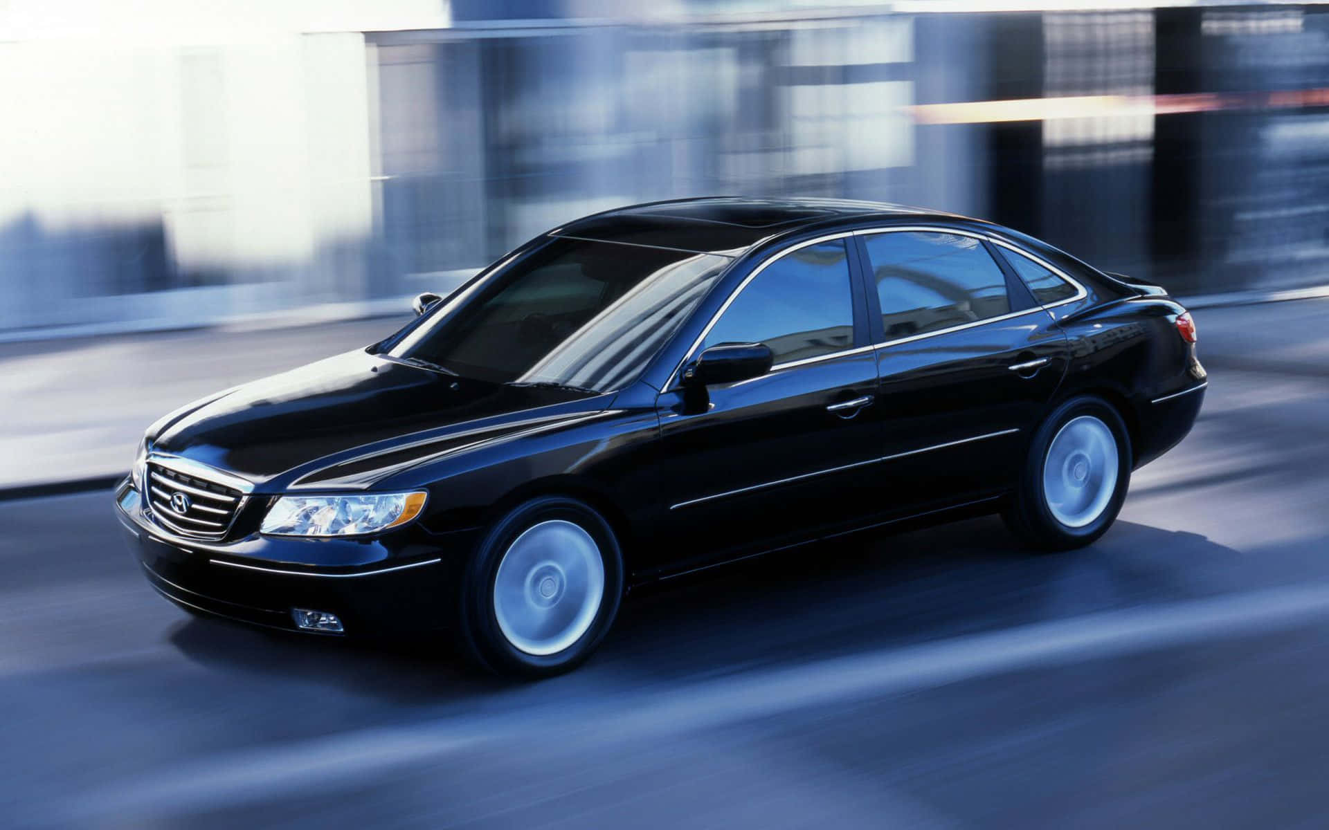 Hyundai Azera, black sedan, urban landscape, Full HD Desktop Wallpaper