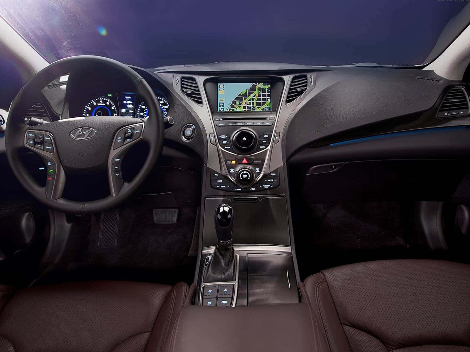 Hyundai Azera, brown leather seats, digital dashboard, HD Desktop Wallpaper