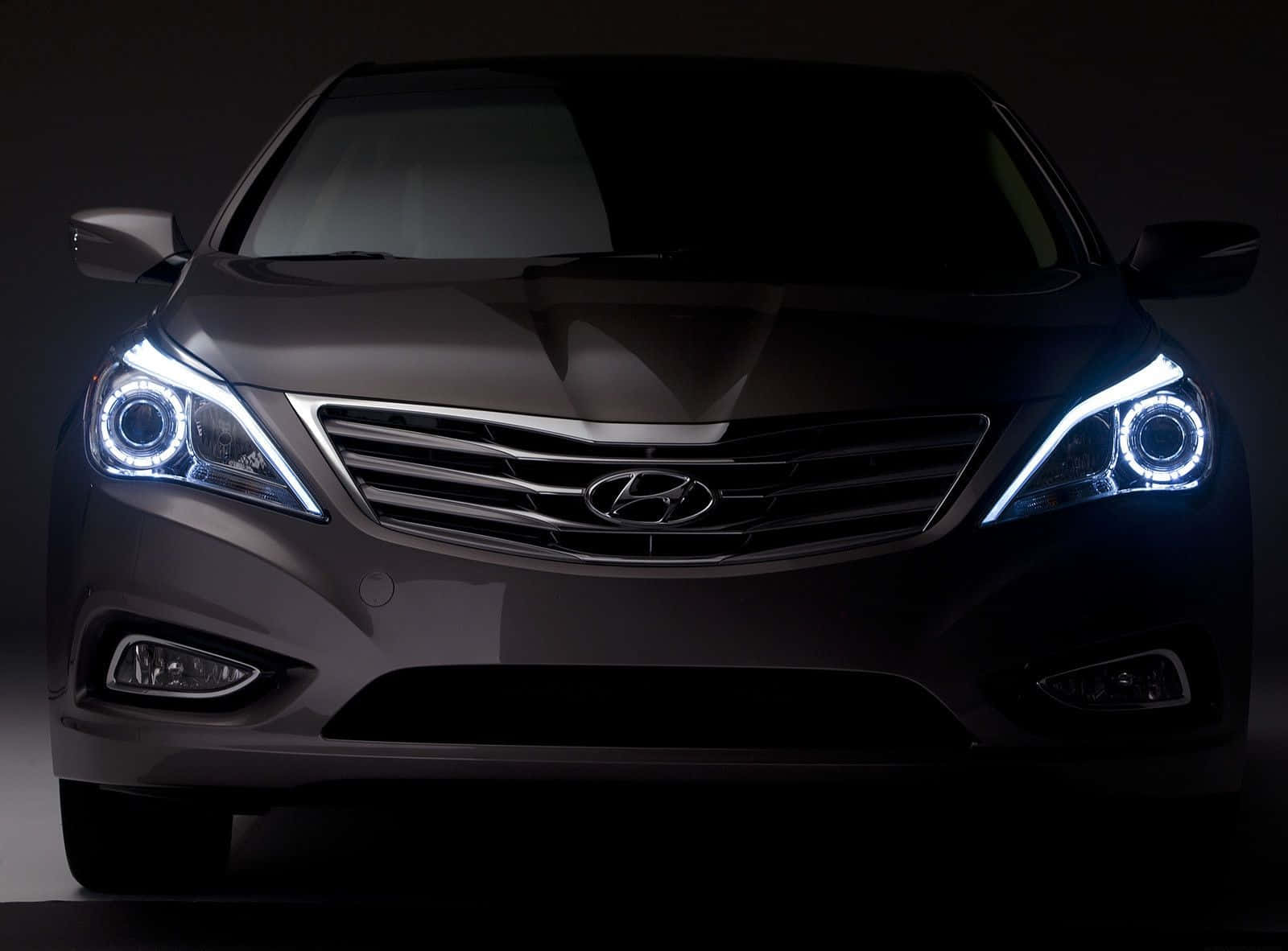 Hyundai Azera, dark gray, glowing blue halo headlights, HD Desktop Wallpaper