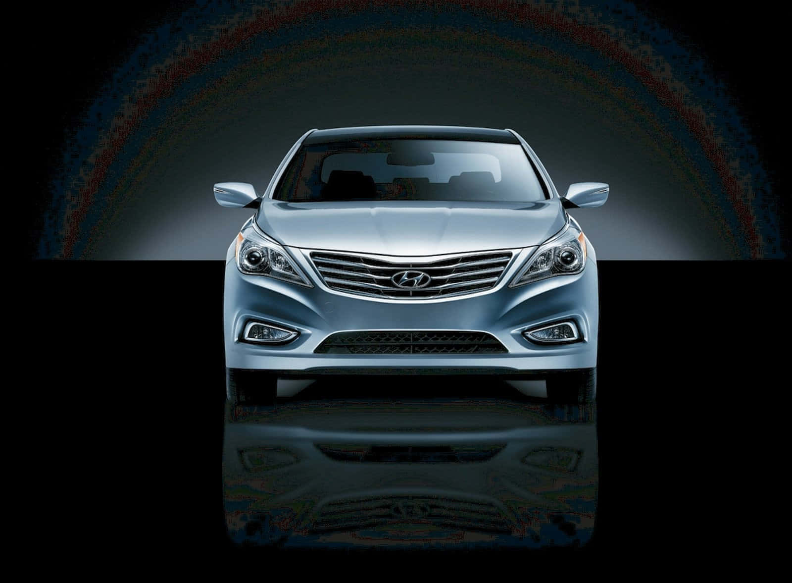 Hyundai Azera, sleek silver, colorful arch of light, HD Desktop Wallpaper