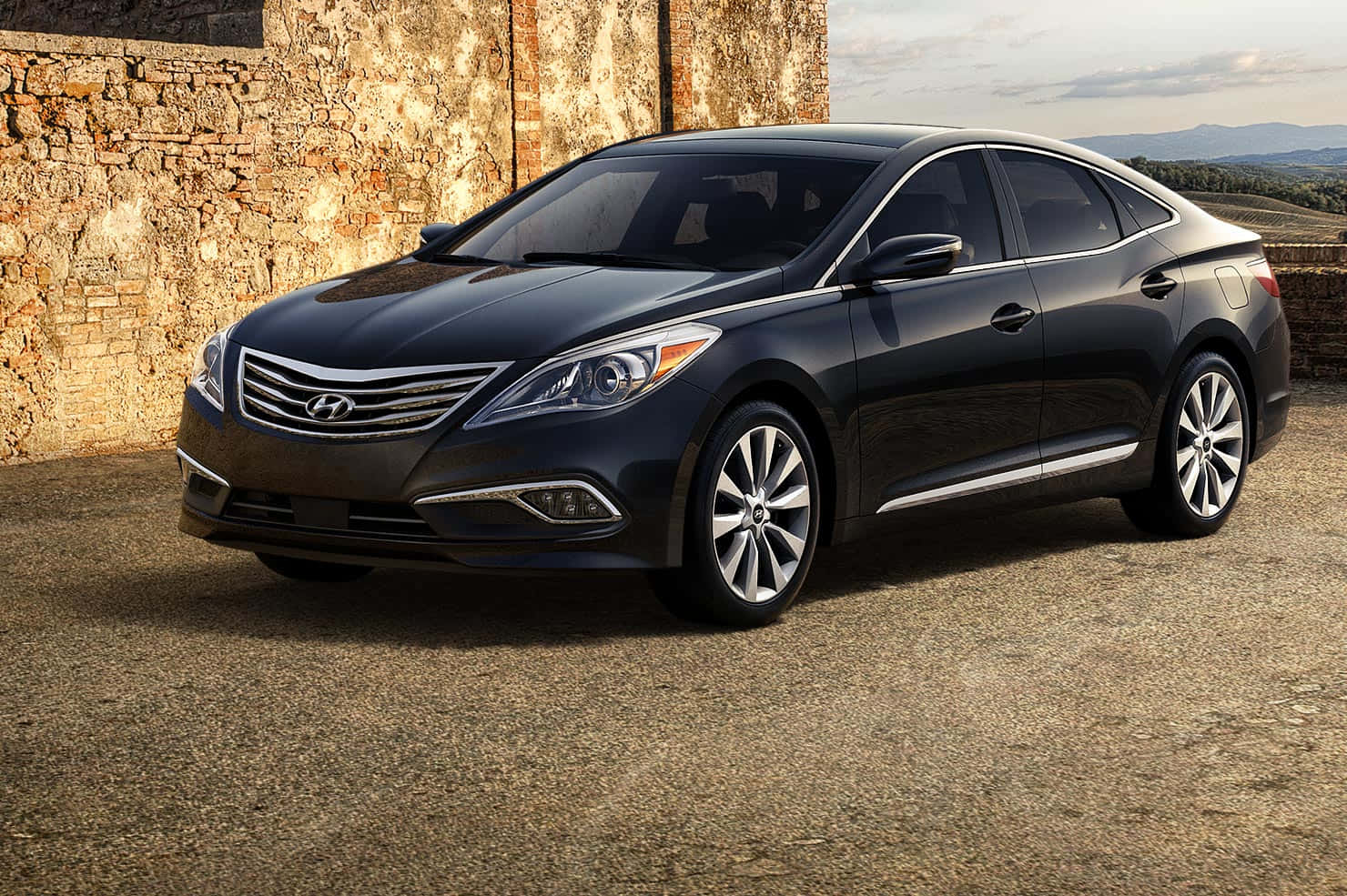 Hyundai Azera, black, gravel, HD Desktop Wallpaper