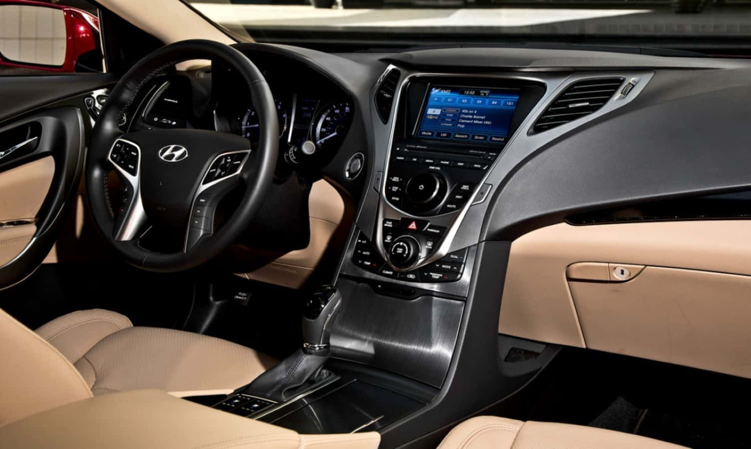 Hyundai Azera, beige leather seats, black dashboard, HD Desktop Wallpaper