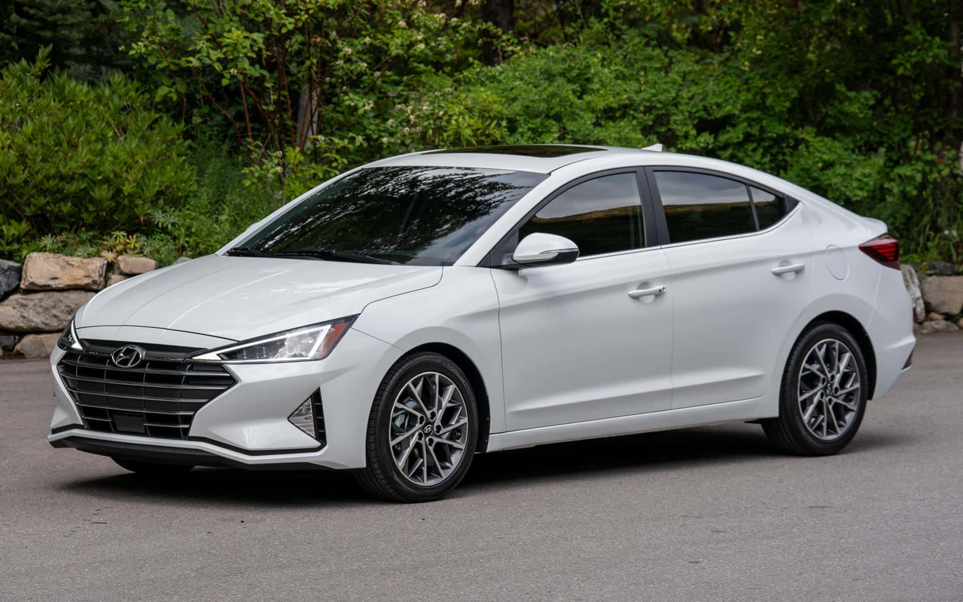 Hyundai Elantra, white, sedan, Full HD Desktop Wallpaper