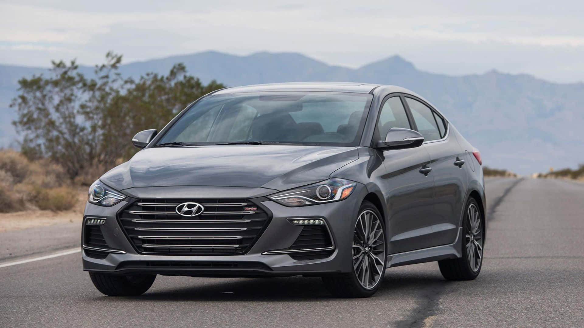 Hyundai Elantra, gray, desert road, Full HD Desktop Wallpaper