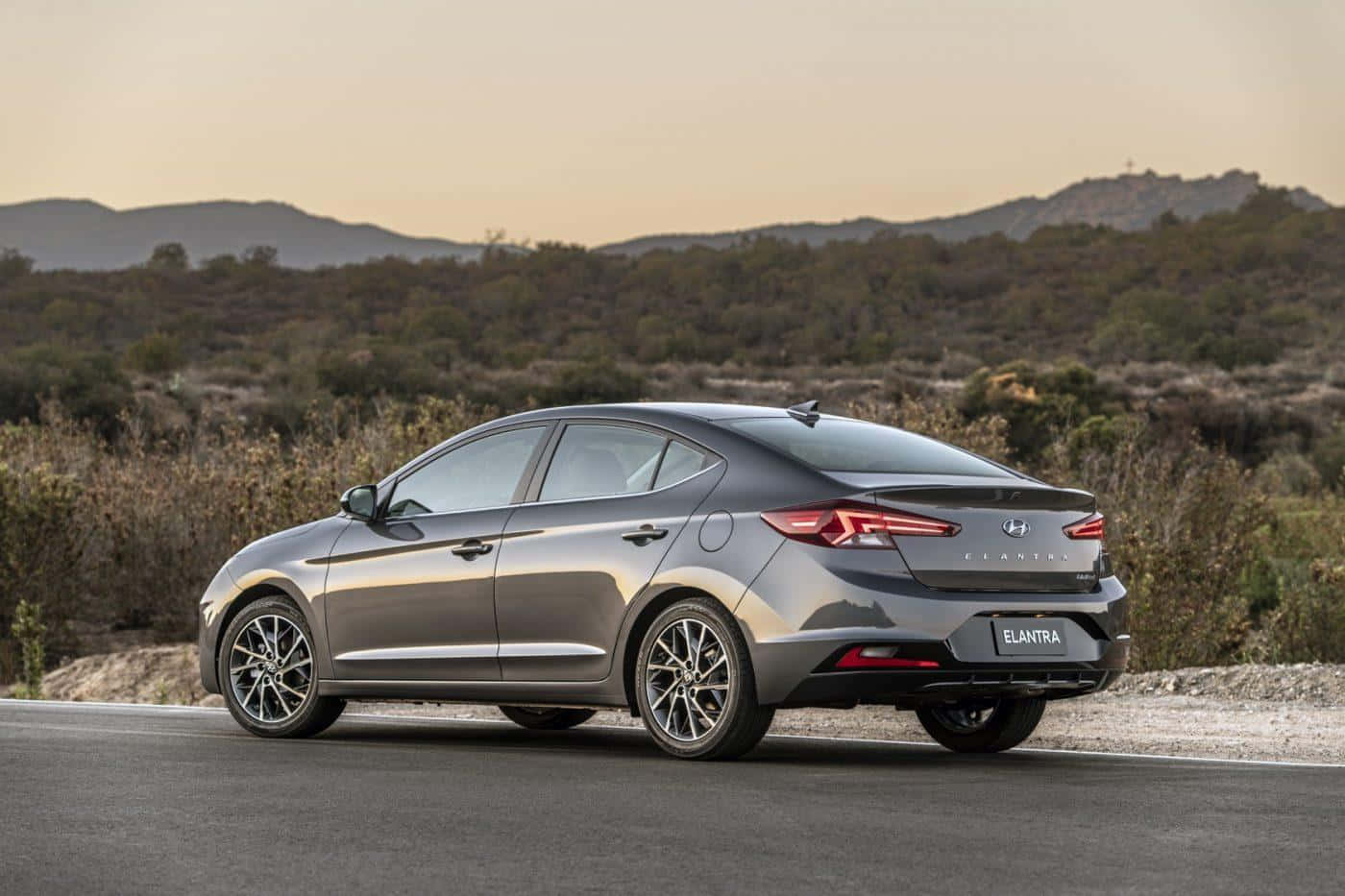 Hyundai Elantra, silver, desert road, HD Desktop Wallpaper