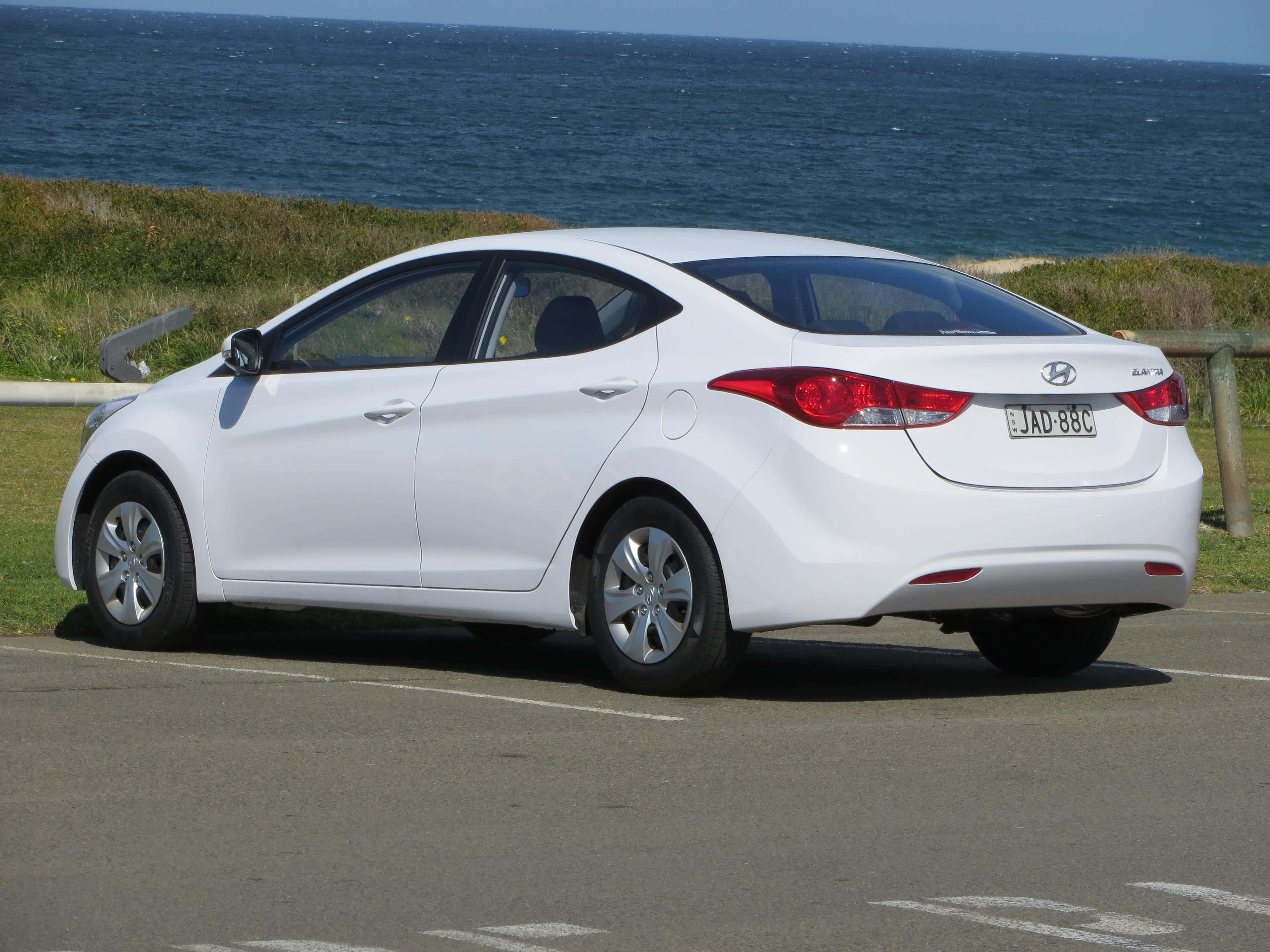 Hyundai Elantra, white, coastal road, 4K Desktop Wallpaper