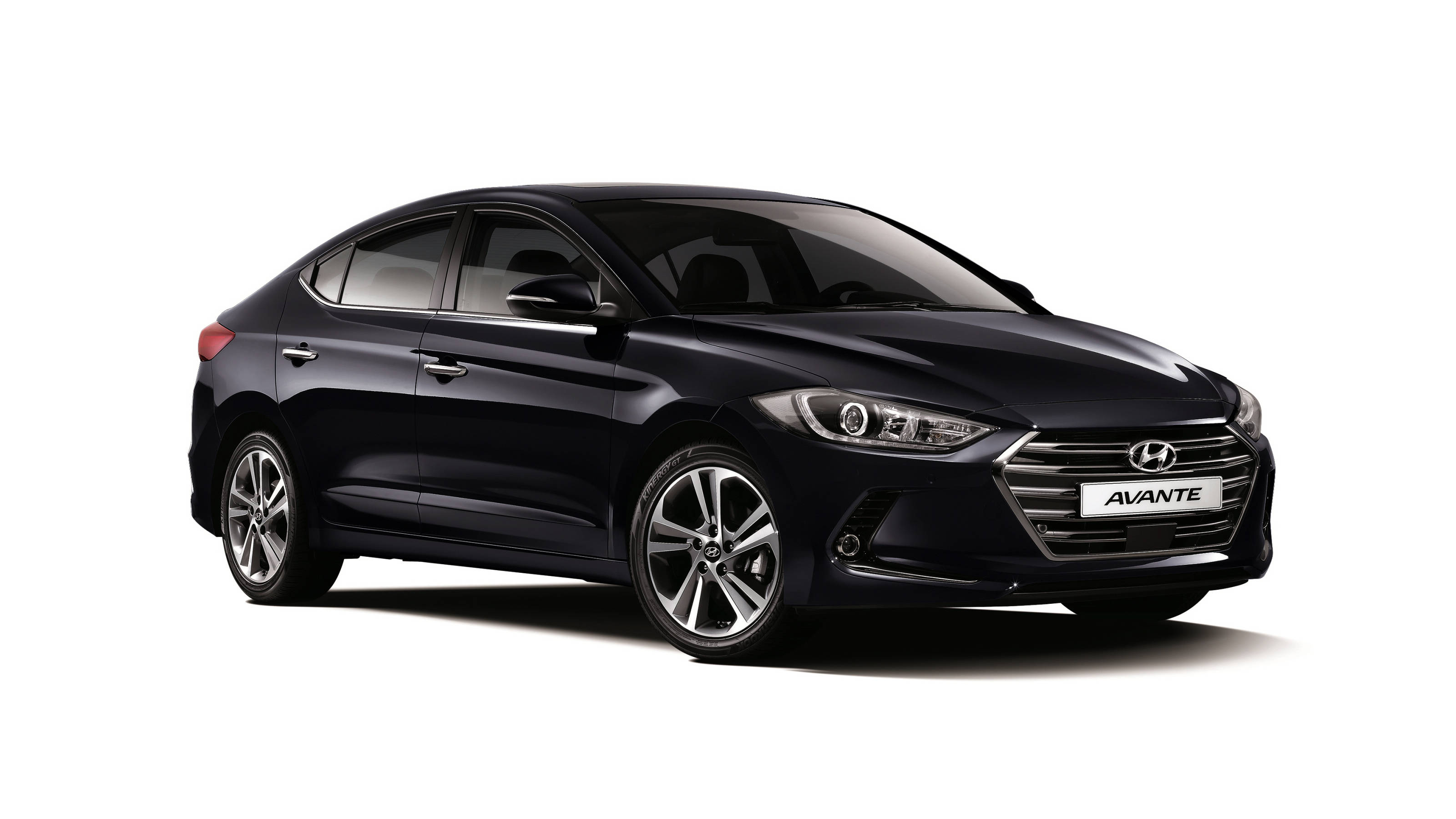 Hyundai Avante, shiny black, sedan, 2K Desktop Wallpaper