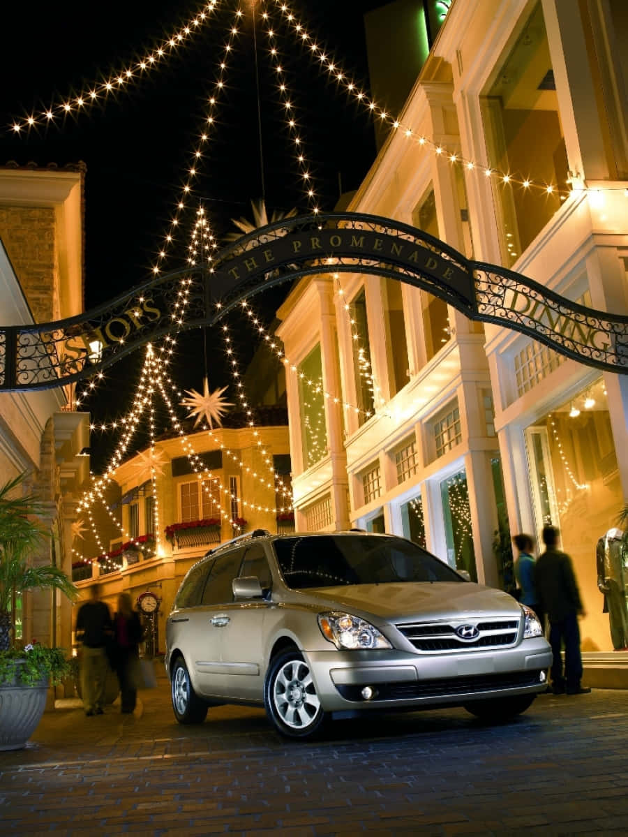 Hyundai Entourage, silver, festive archway, SD Phone Wallpaper
