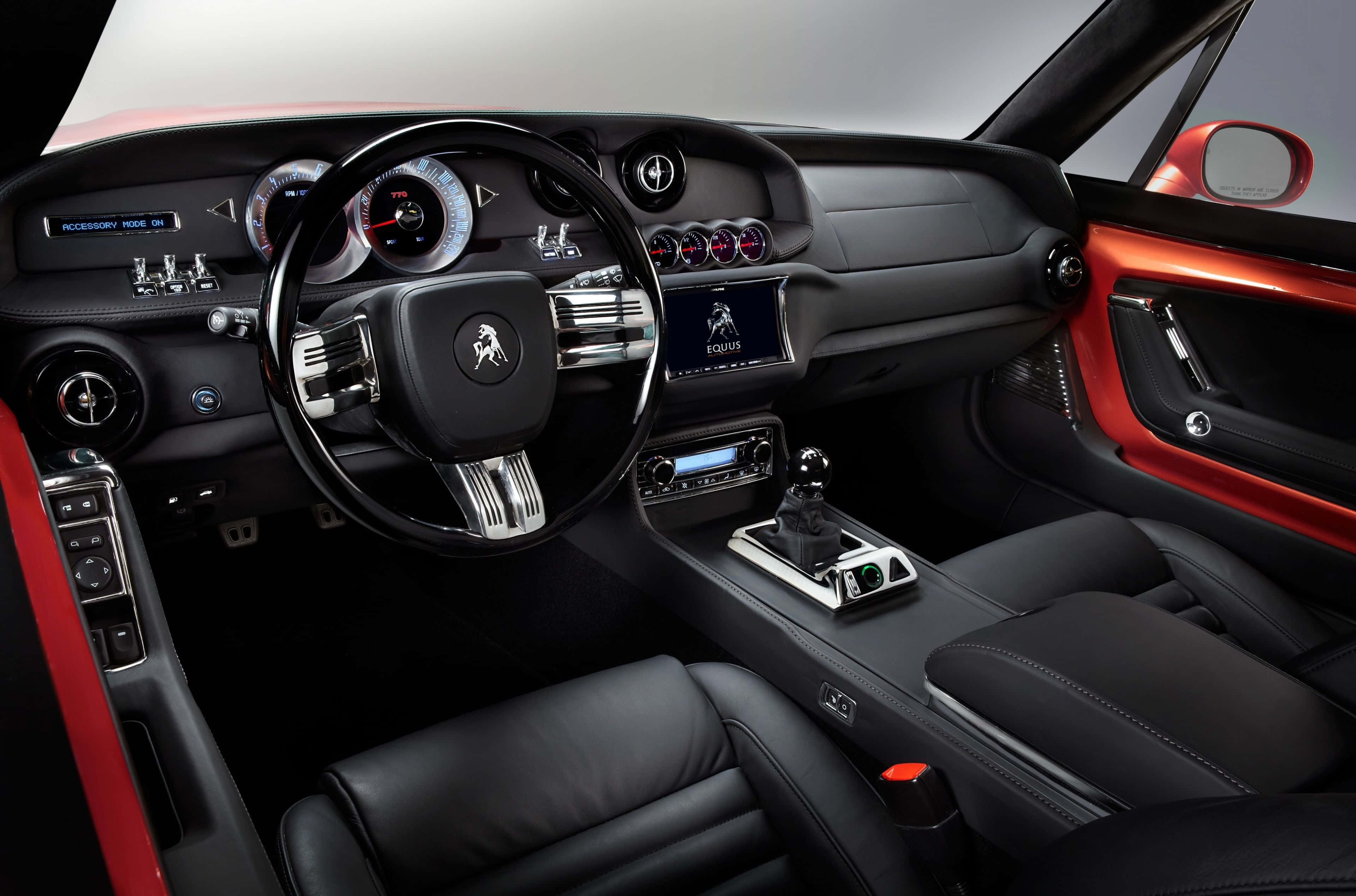 Hyundai Equus, black leather seats, red accents, 4K Desktop Wallpaper