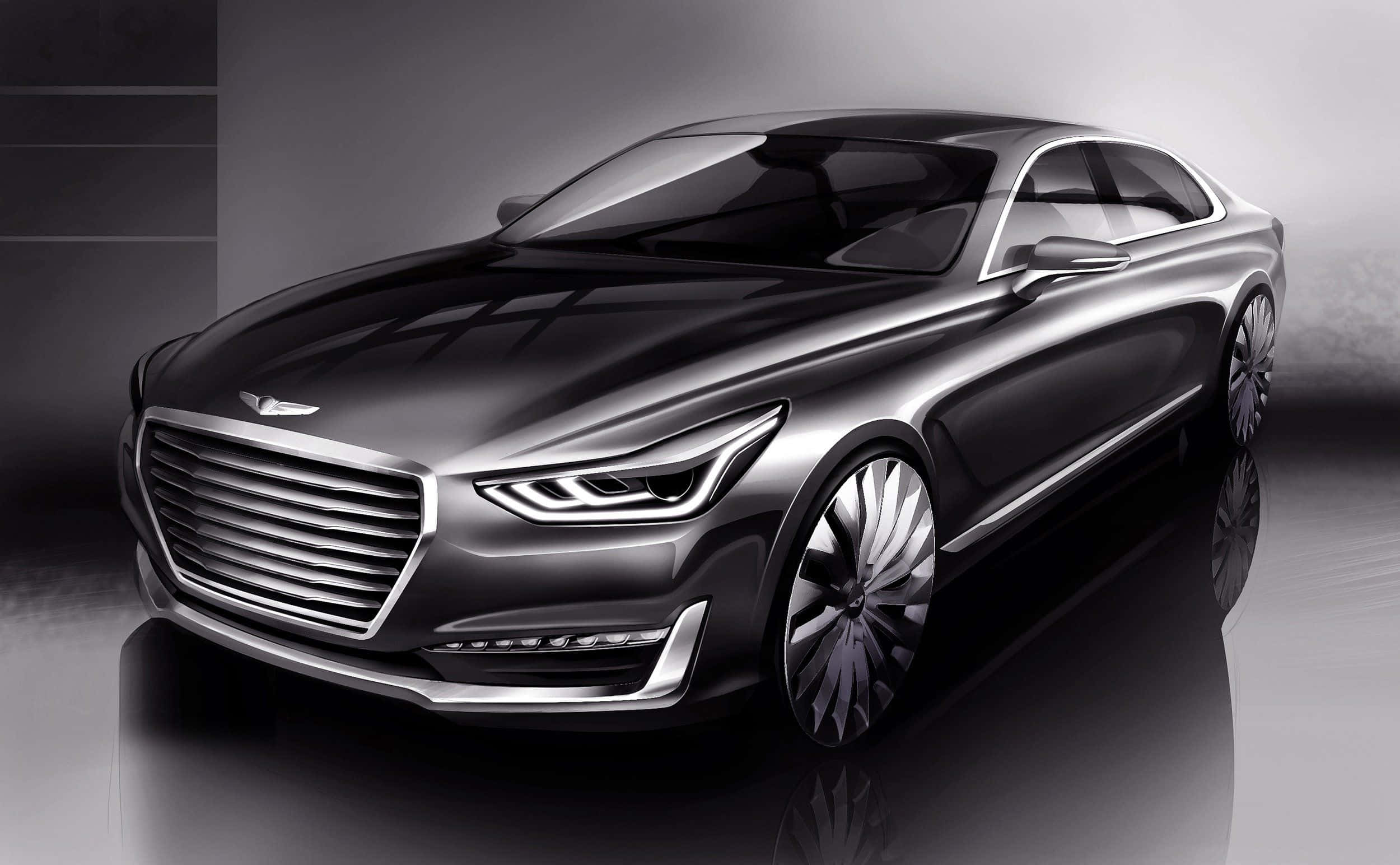 Hyundai Equus, futuristic silver sedan, sharp lines, Full HD Desktop Wallpaper