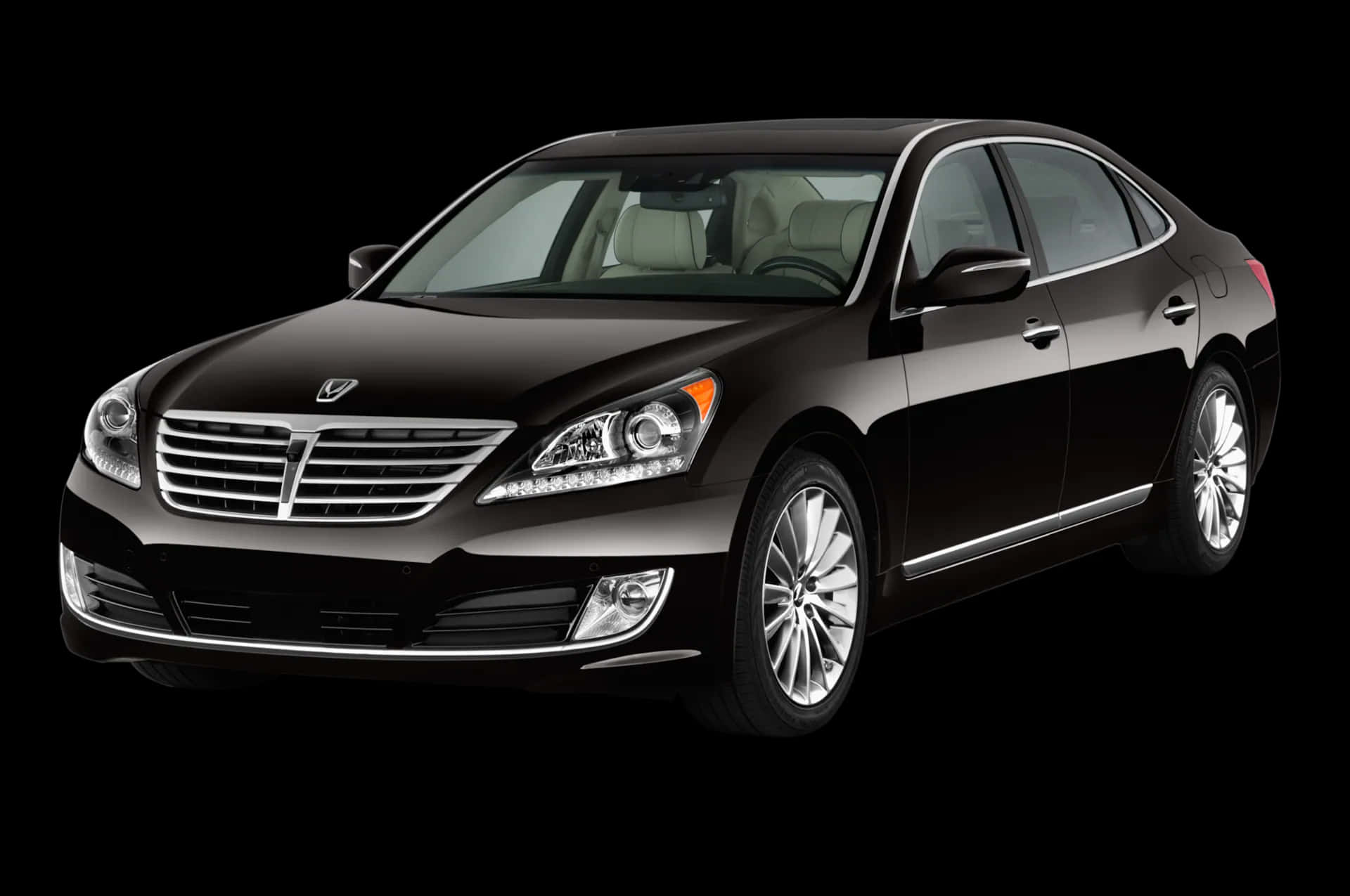 Hyundai Equus, black luxury sedan, chrome accents, Full HD Desktop Wallpaper