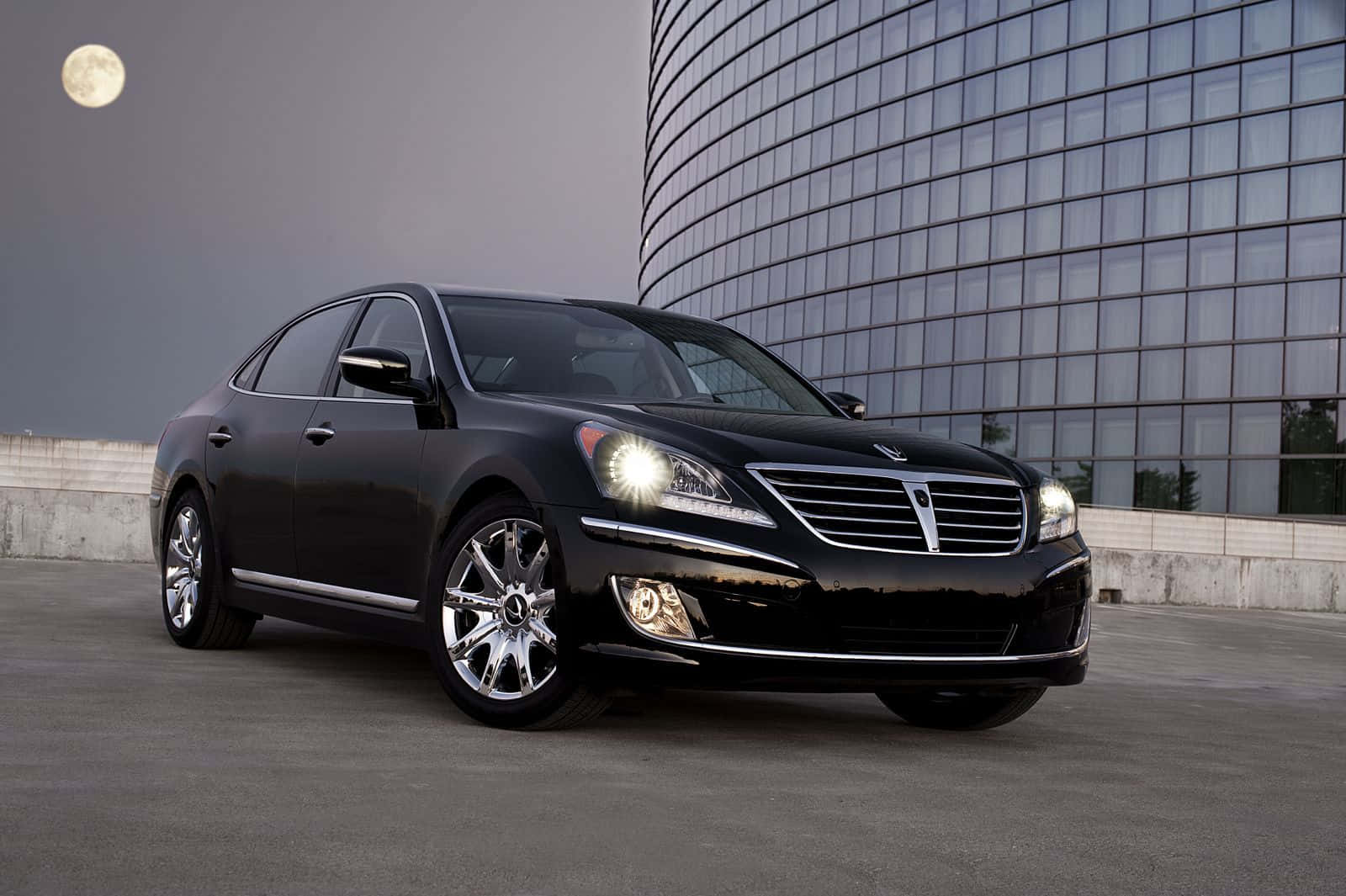 Hyundai Equus, black, moonlight, HD Desktop Wallpaper