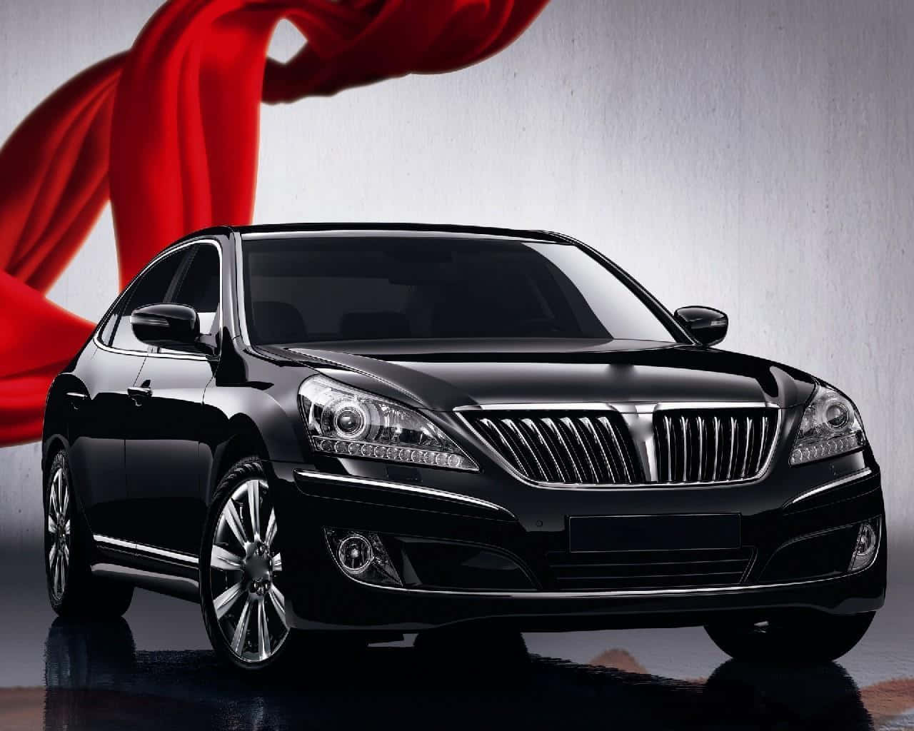 Hyundai Equus, sleek black luxury sedan, studio lights, HD Desktop Wallpaper