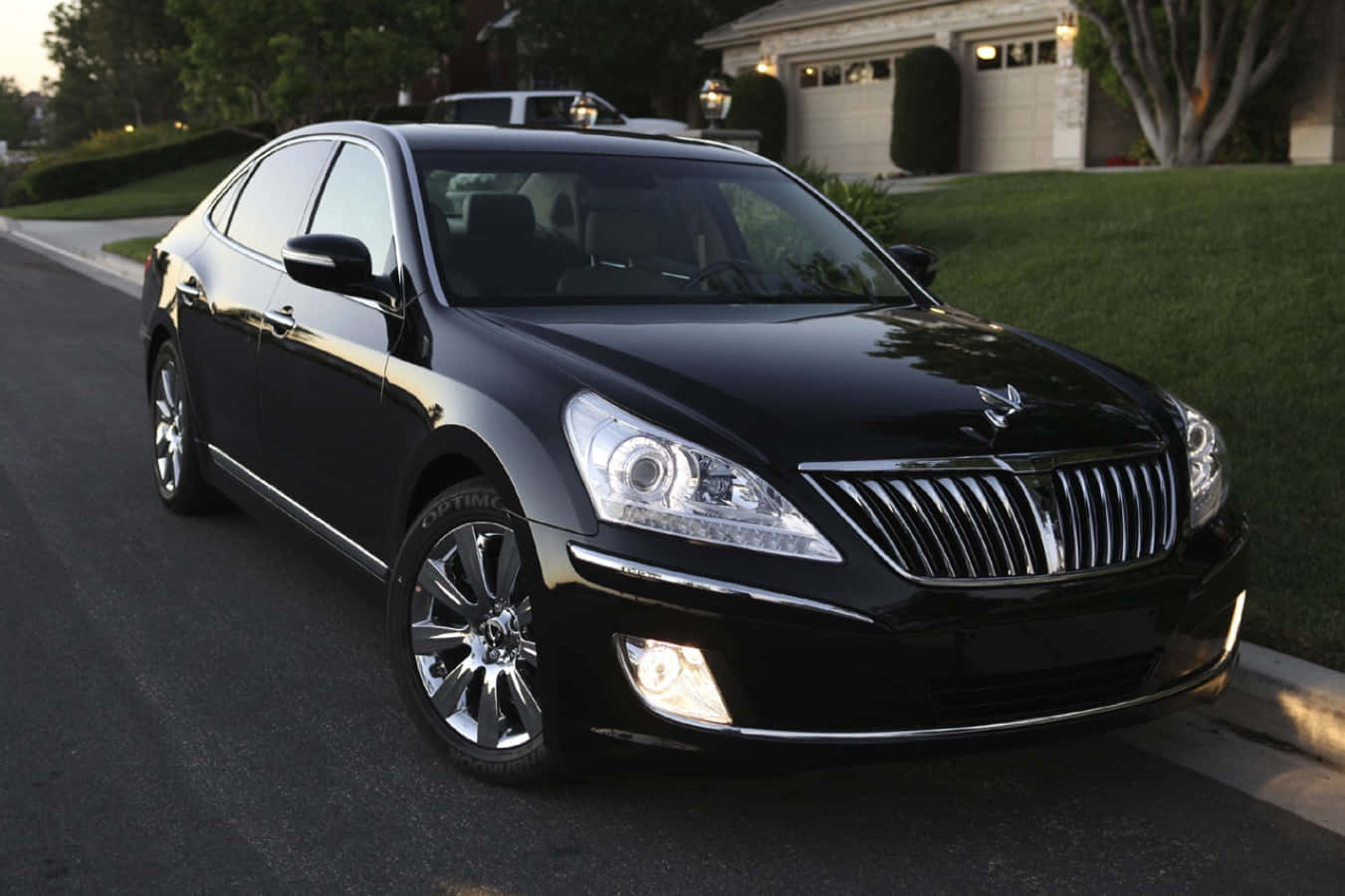 Hyundai Equus, black, golden hour, HD Desktop Wallpaper